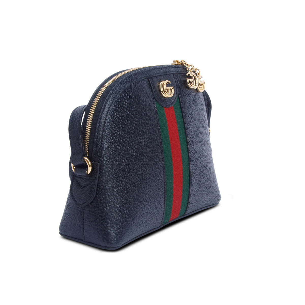 Gucci Black Dollar Calfskin Web Small Ophidia Dome Crossbody Bag