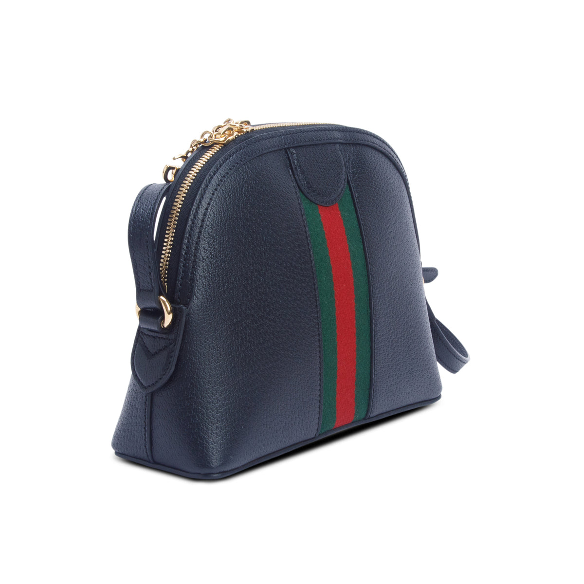 Gucci Black Dollar Calfskin Web Small Ophidia Dome Crossbody Bag