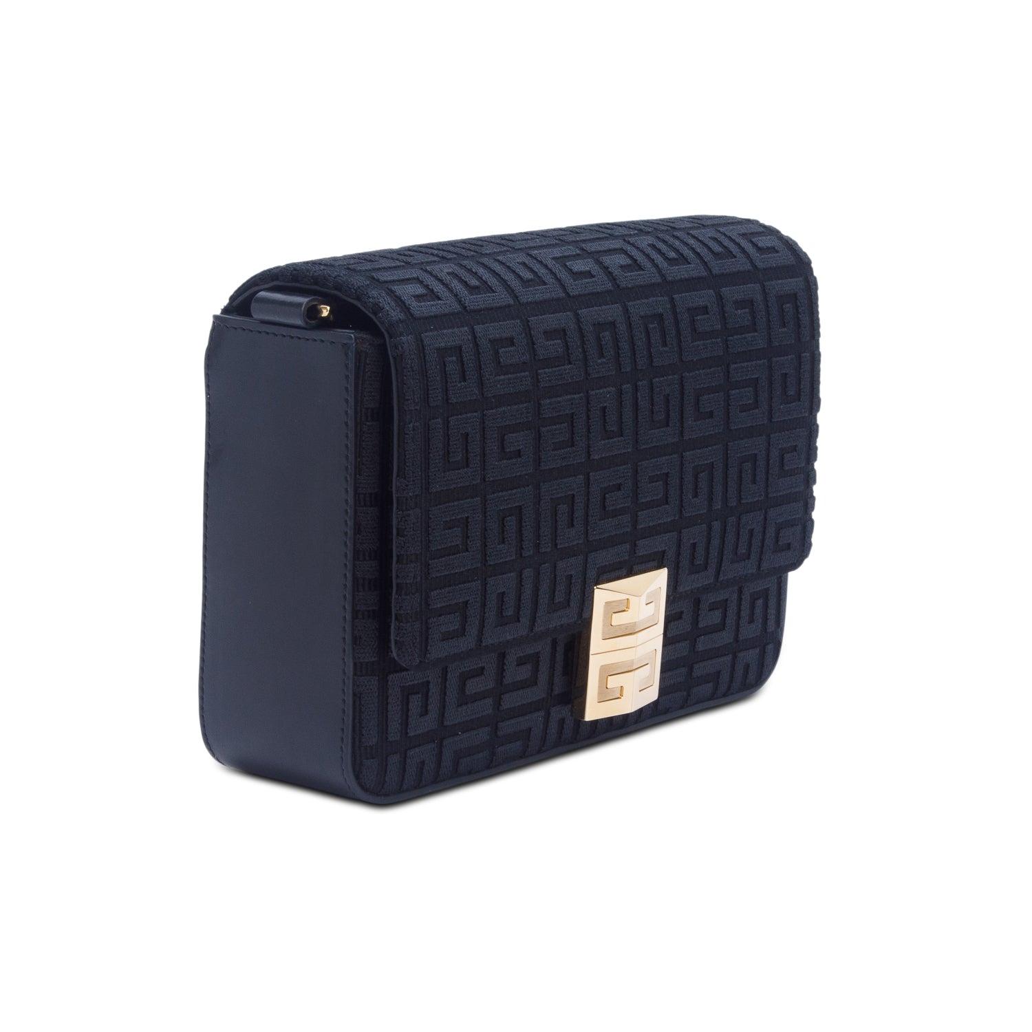 Givenchy 2023 Black Canvas Woven Embroidered Medium 4G Bag w/ Strap