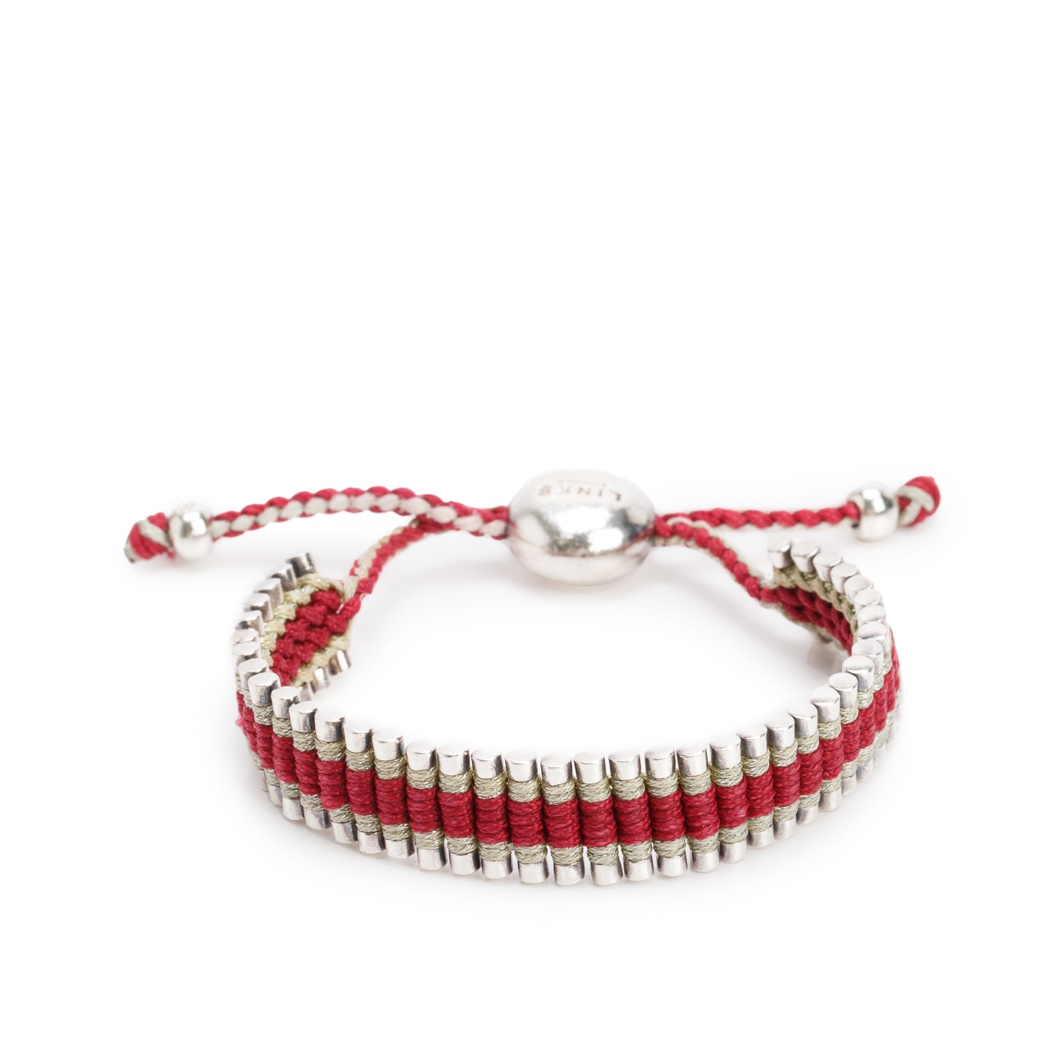 Links of London Sterling Silver Red & Beige Cord Friendship Bracelet