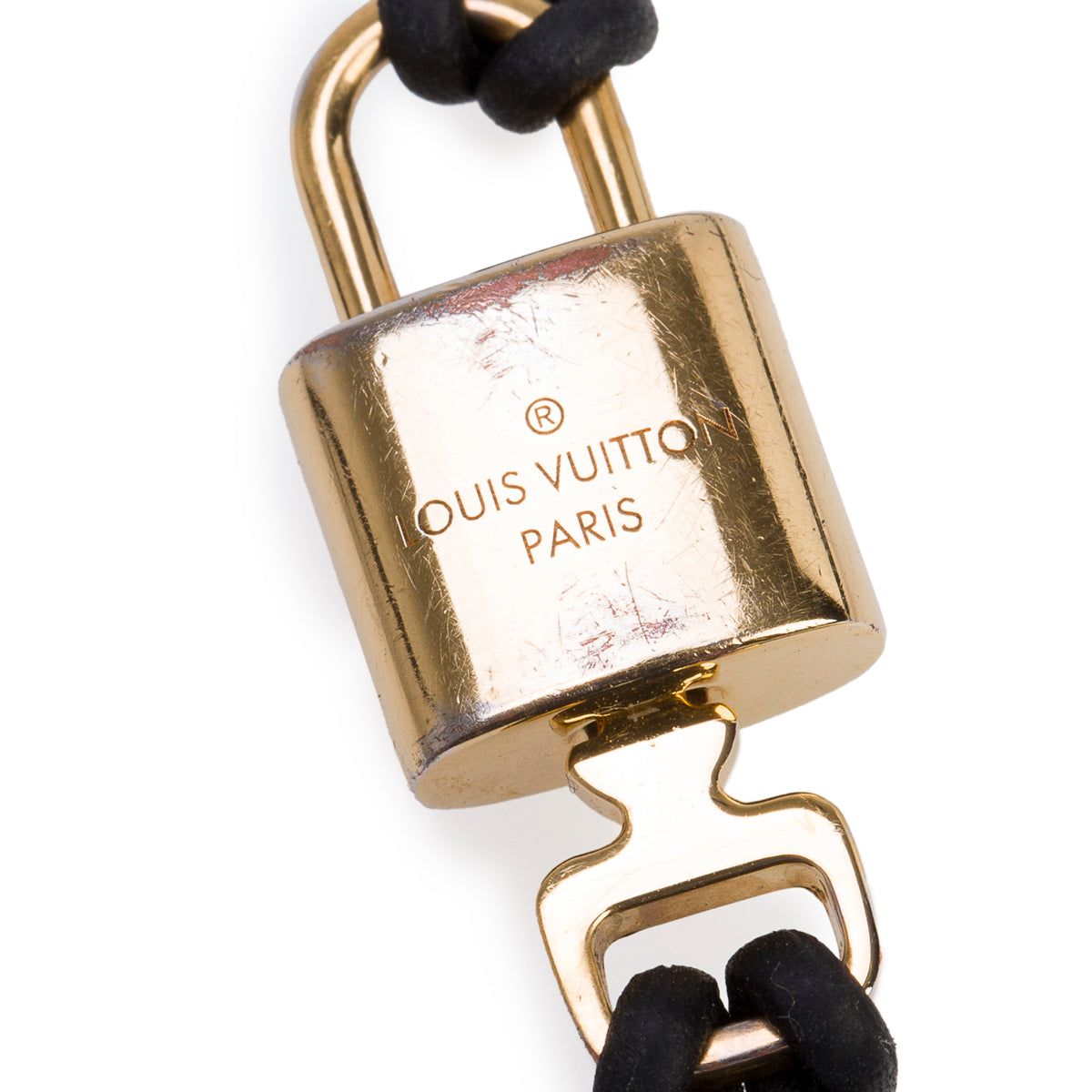 Louis Vuitton 2024 Gold-Plated Black Cord LV Padlock Bracelet w/ Box