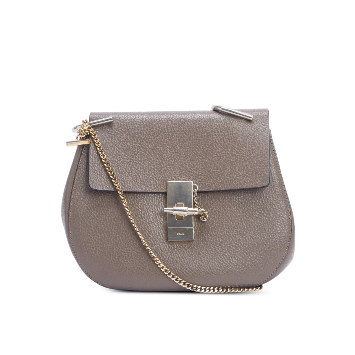 Chloe Taupe Grained Lambskin Medium Drew Shoulder Bag w/ Authenticity Card