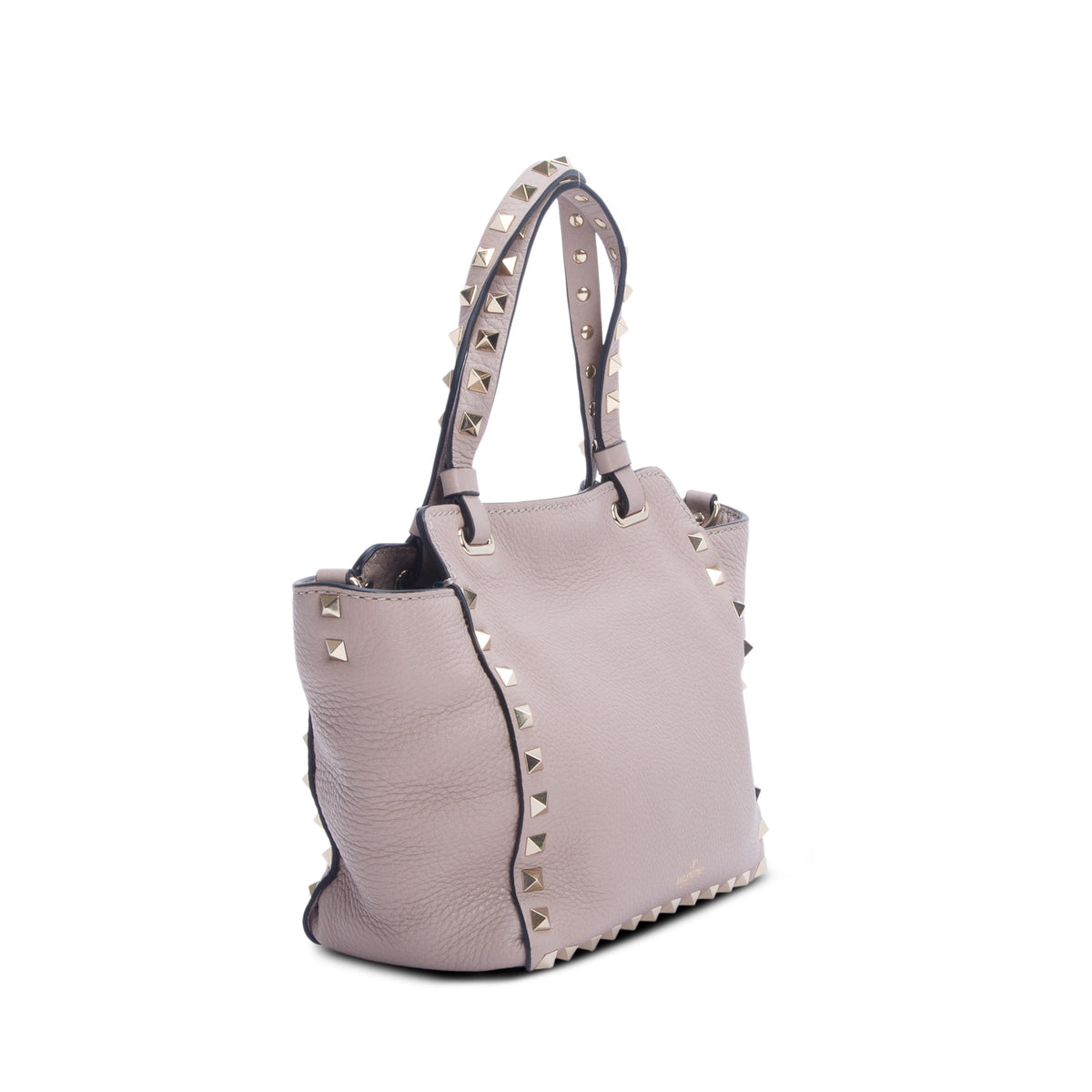 Valentino Pink Grainy Leather Mini Rockstud Double Handle Tote w/ Strap
