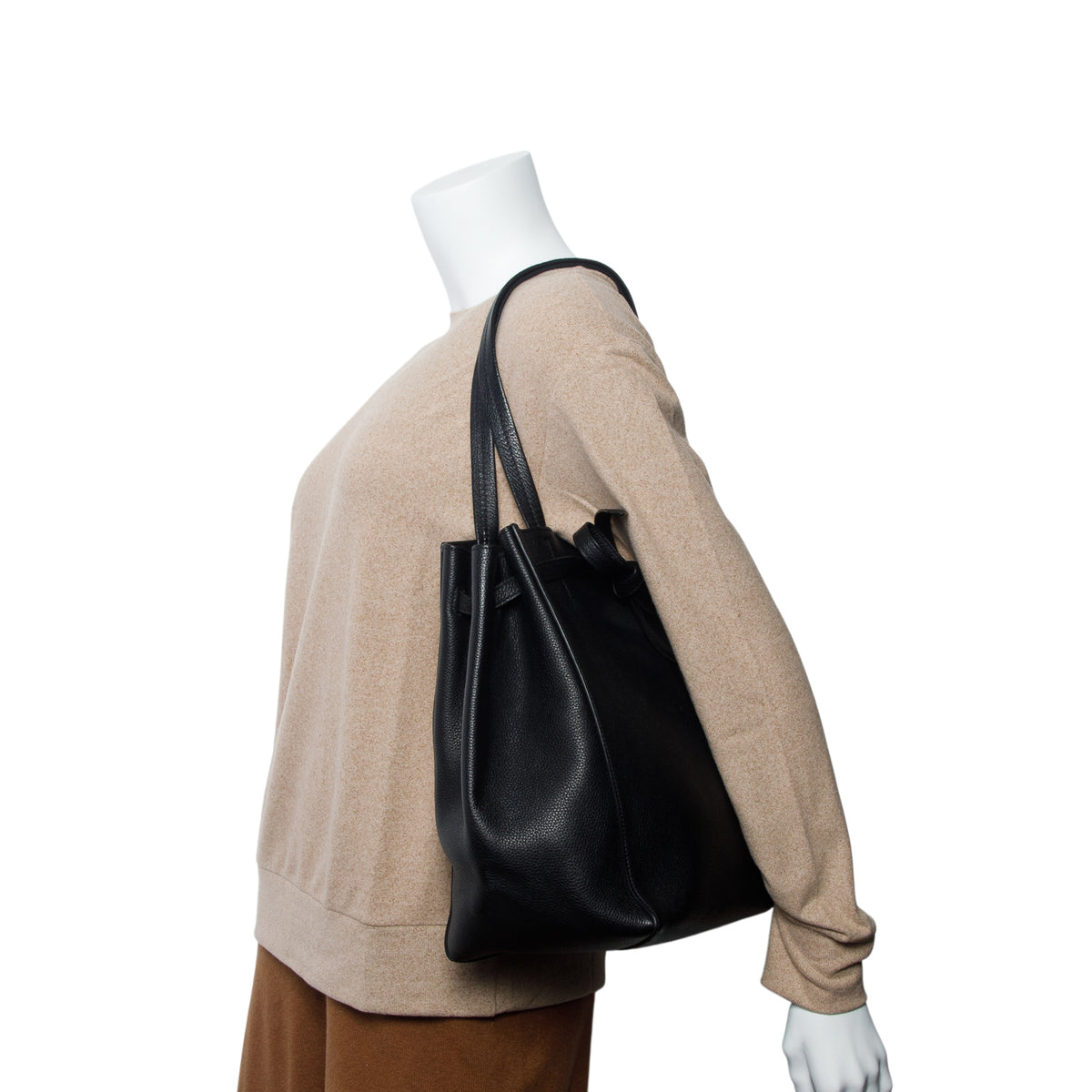 Celine Black Soft Grained Calfskin Small Belt Cabas Phantom