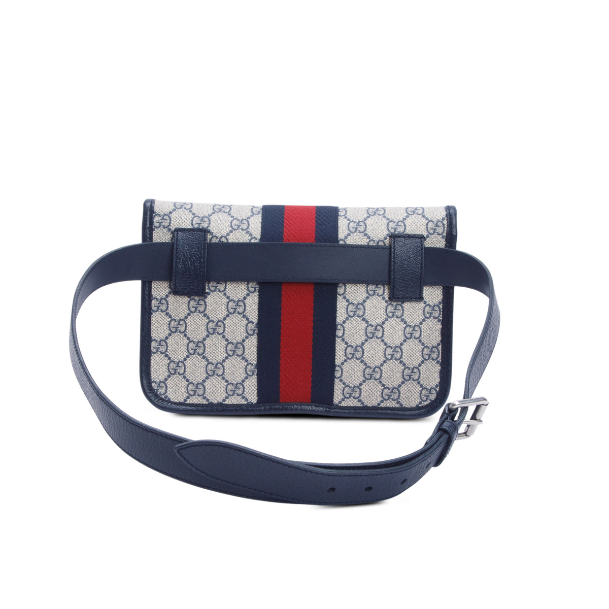 Gucci Navy GG Supreme Monogram Web Small Ophidia Belt Bag