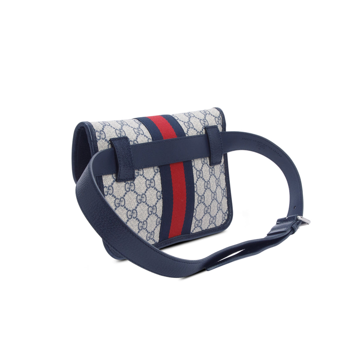 Gucci Navy GG Supreme Monogram Web Small Ophidia Belt Bag