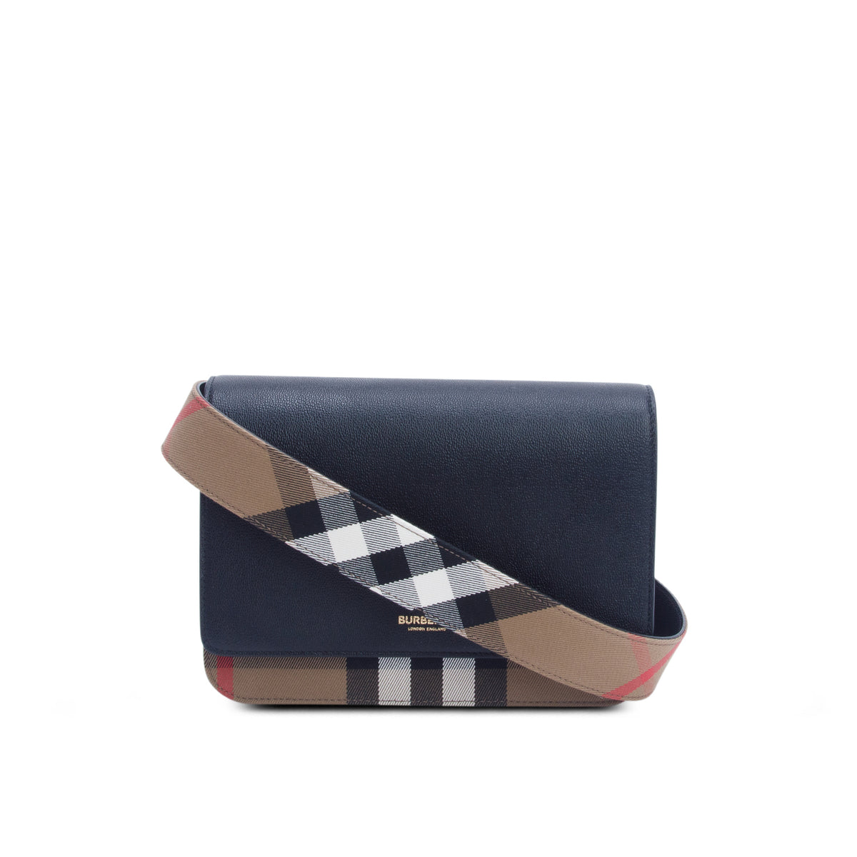 Burberry Derby Calfskin House Check Mackford Crossbody Bag