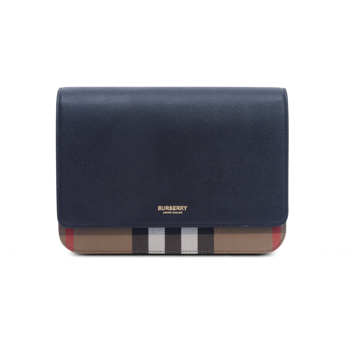 Burberry Derby Calfskin House Check Mackford Crossbody Bag