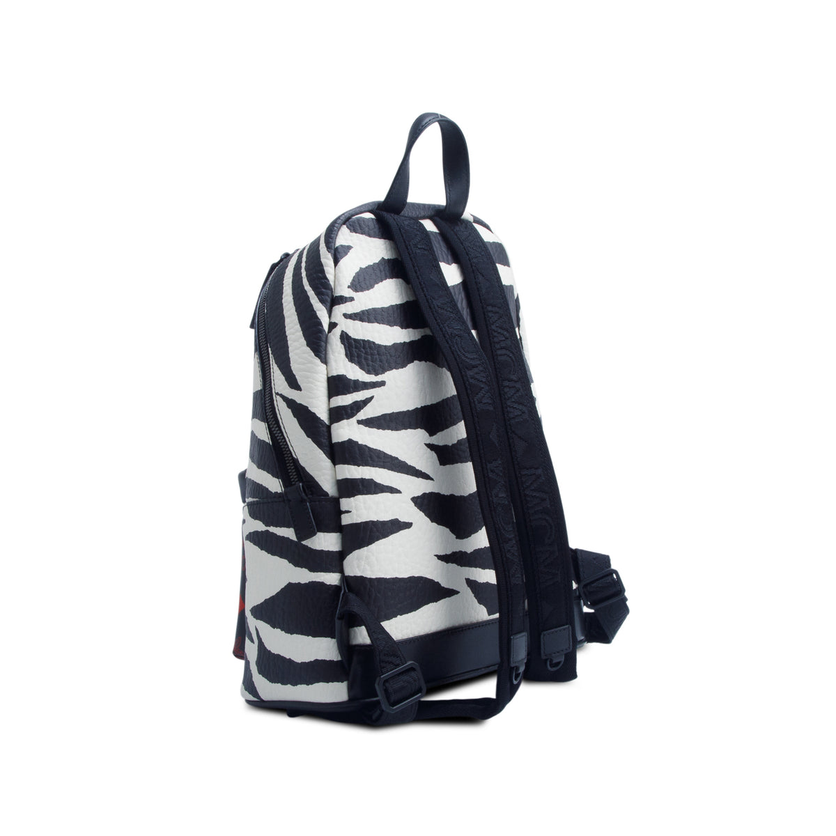 MCM Black/White Safari Visetos Stark Backpack