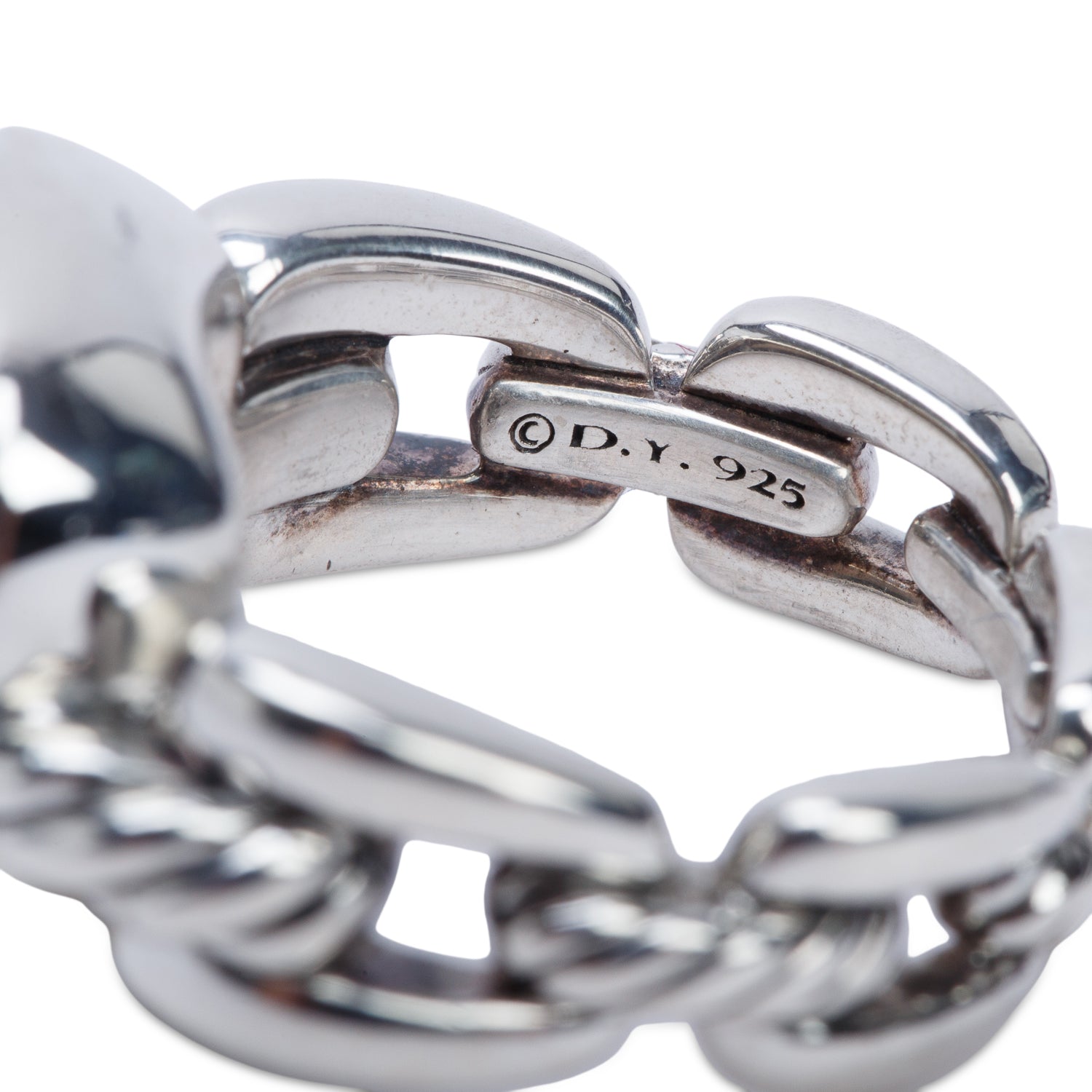 David Yurman Sterling Silver Pave Diamond Wellesley Link Cocktail Ring, Size 4.5