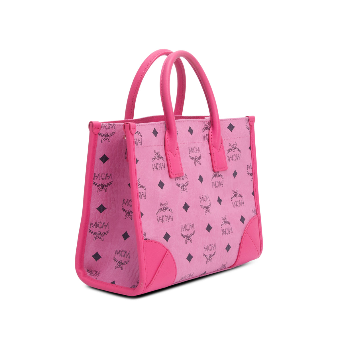 MCM Pink Visetos Small Munchen Tote w/ Strap
