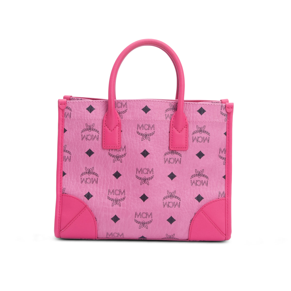 MCM Pink Visetos Small Munchen Tote w/ Strap
