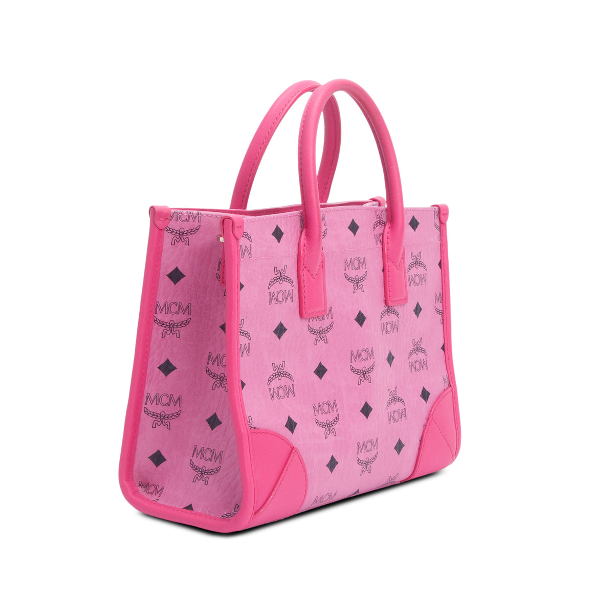 MCM Pink Visetos Small Munchen Tote w/ Strap