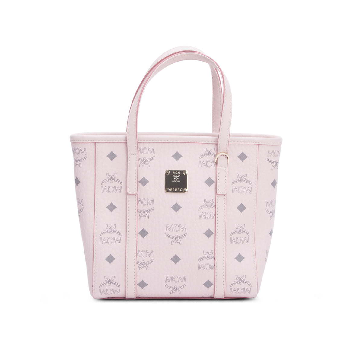 MCM Pink Visetos Toni Top-Zip Shopper w/ Strap