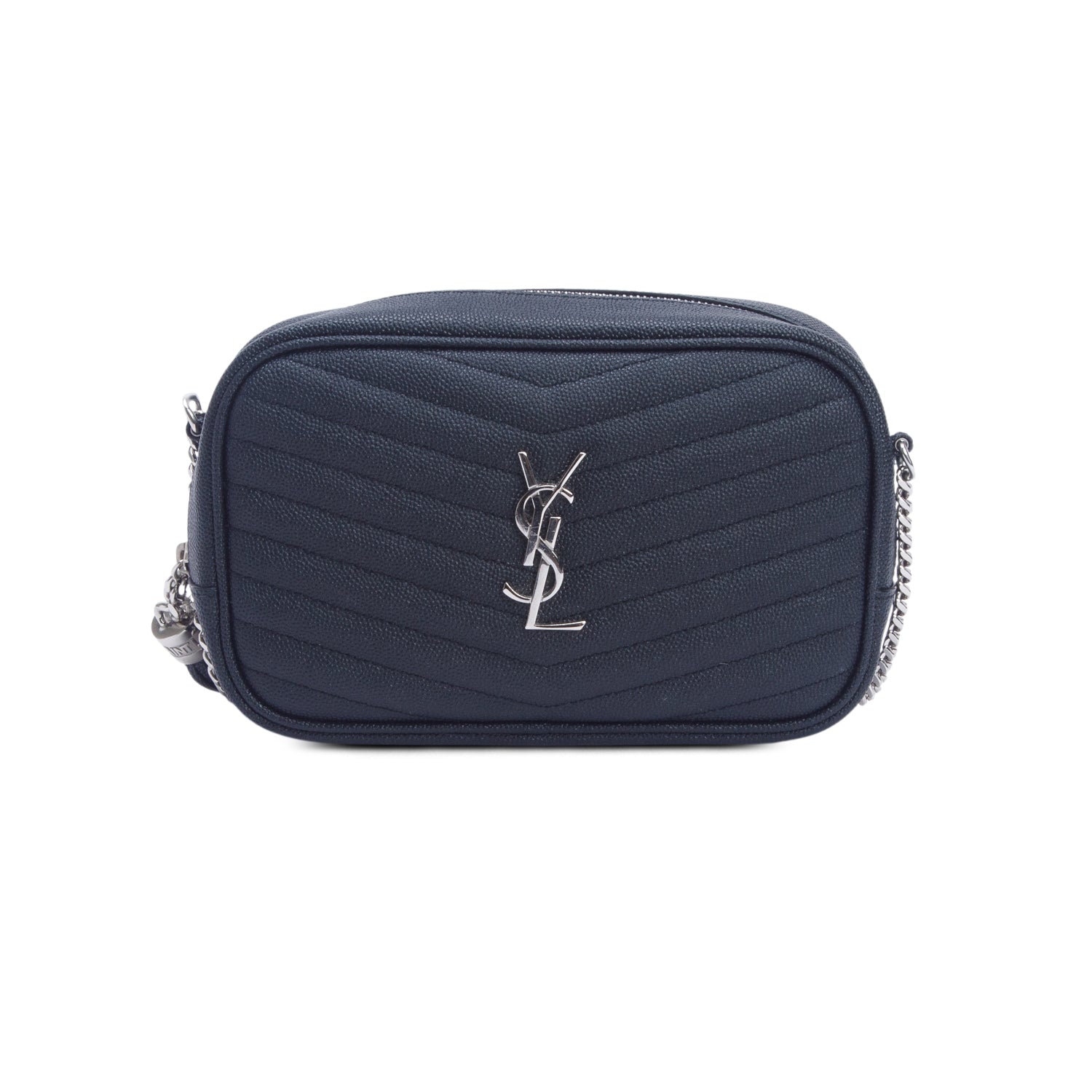 Saint Laurent 2022 Black Grain de Poudre Matelasse Monogram Mini Lou Camera Bag