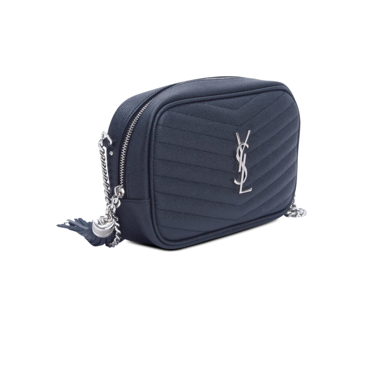 Saint Laurent 2022 Black Grain de Poudre Matelasse Monogram Mini Lou Camera Bag