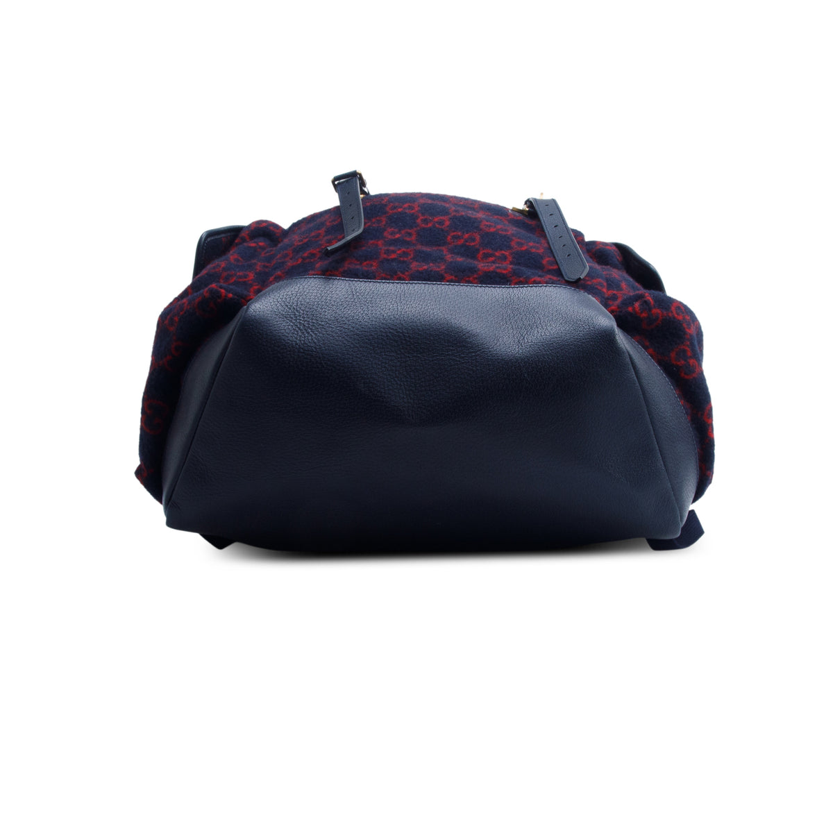 Gucci Navy Covered Wool GG Monogram Double Buckle Backpack