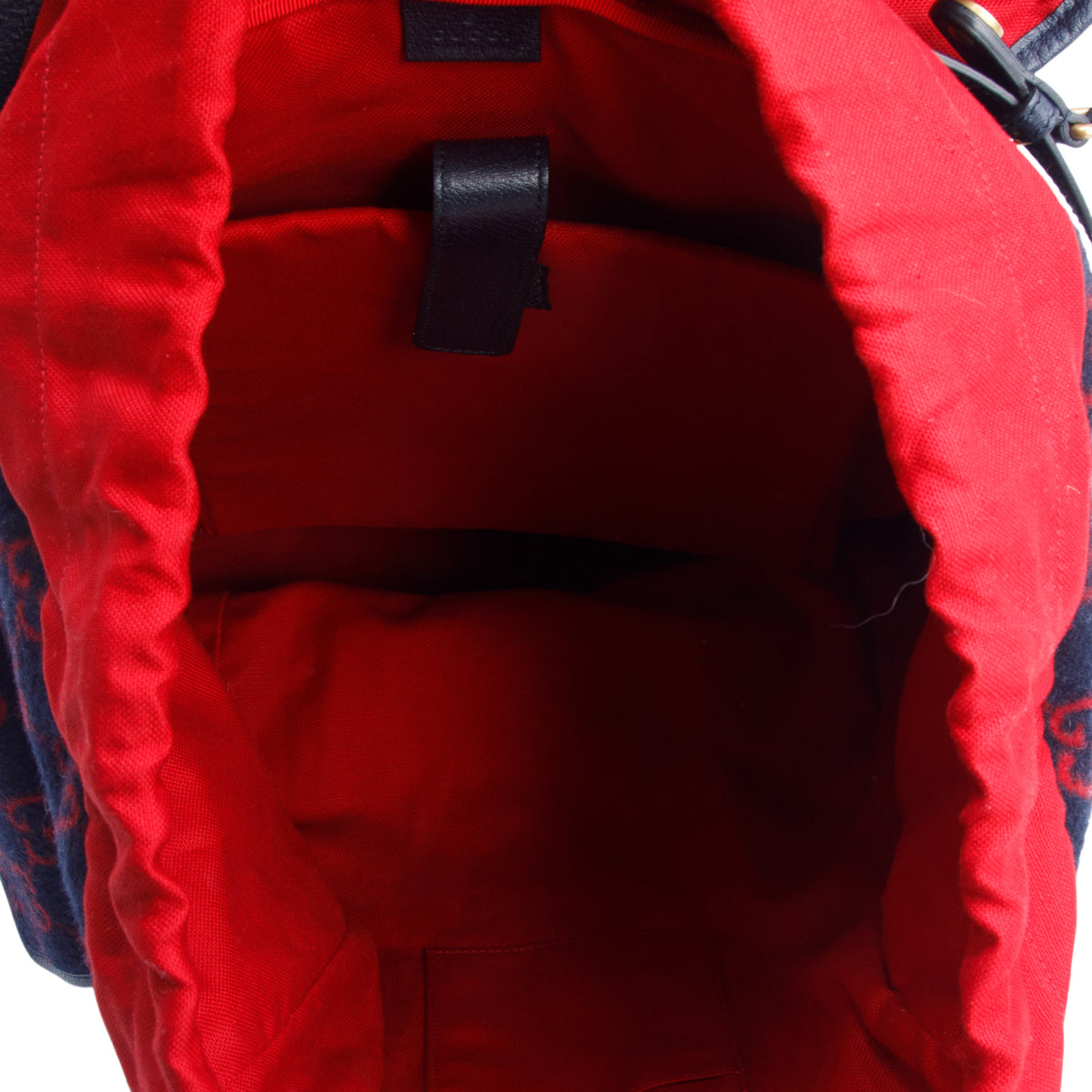 Gucci Navy Covered Wool GG Monogram Double Buckle Backpack