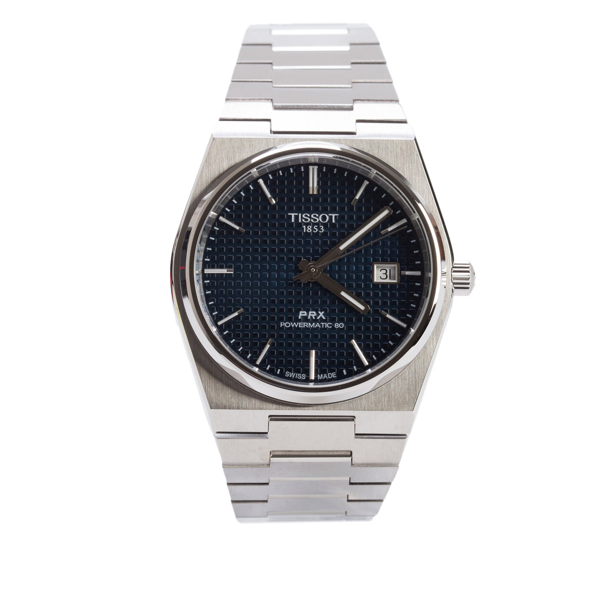 Tissot Stainless Steel PRX 40 MM Powermatic 80 Automatic Watch Blue Dial w/ Box & Papers