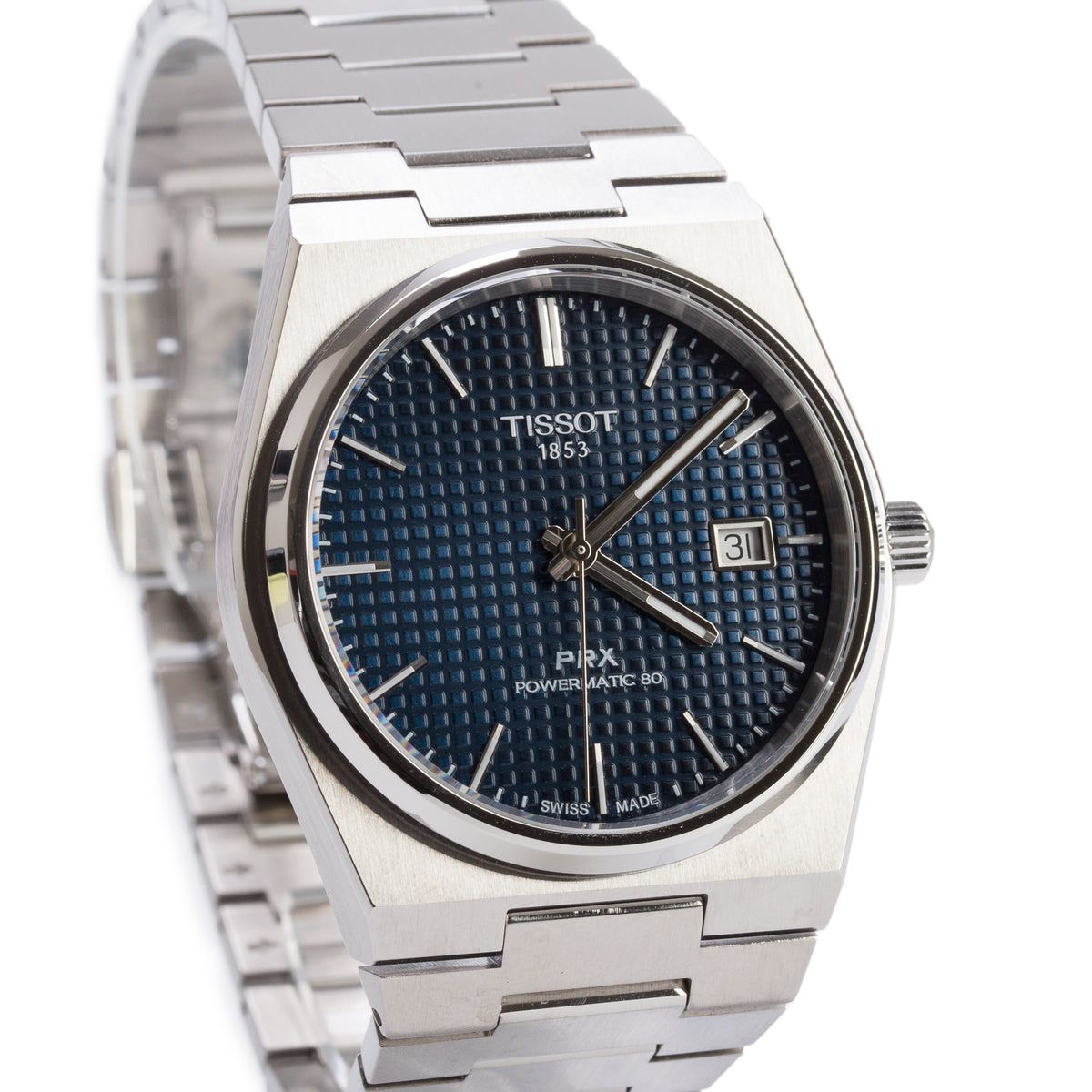 Tissot Stainless Steel PRX 40 MM Powermatic 80 Automatic Watch Blue Dial w/ Box & Papers