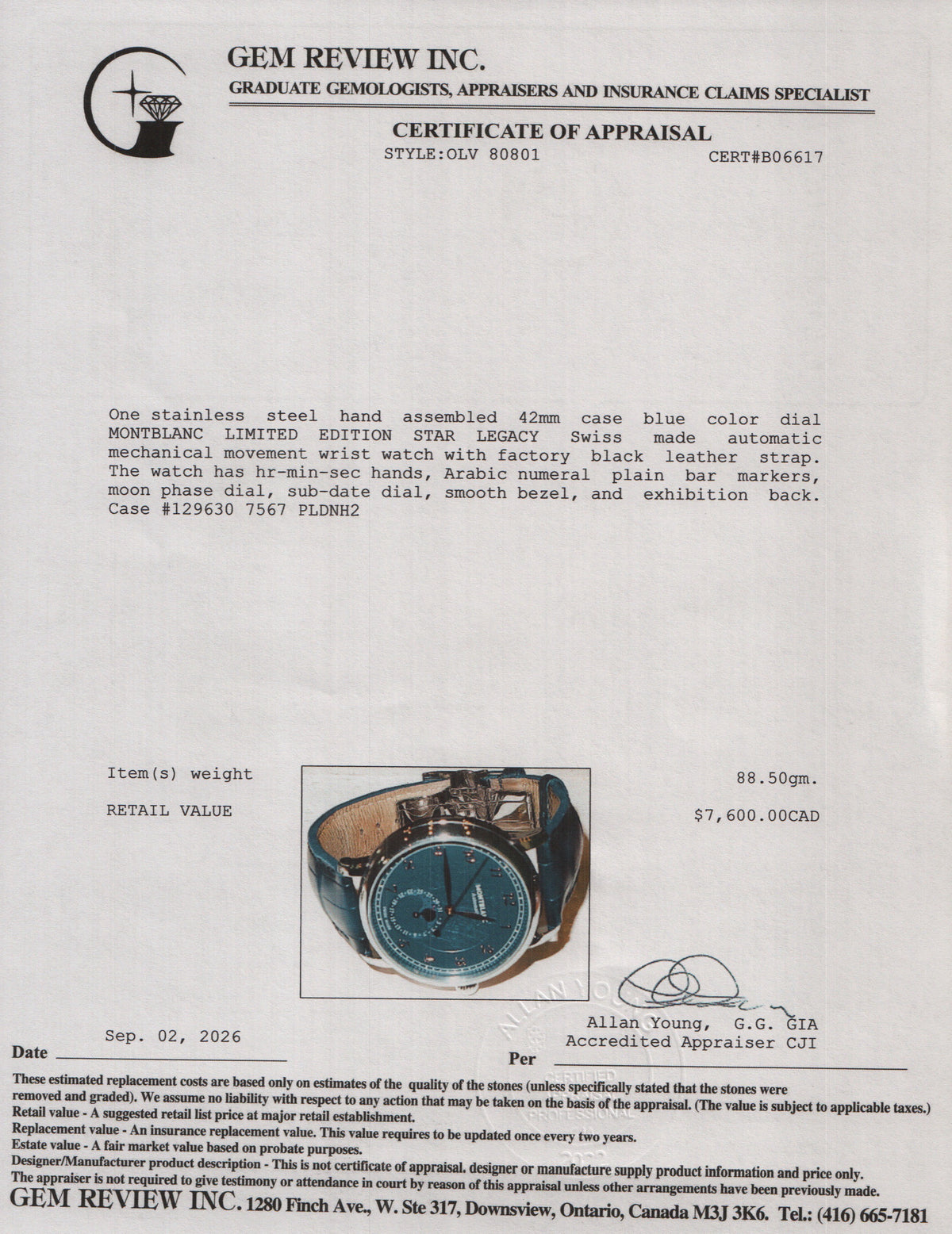 Montblanc 2024 Limited Edition Stainless Steel Star Legacy 42 MM Automatic Moonphase Watch Blue Dial 129630 w/ Box & Papers