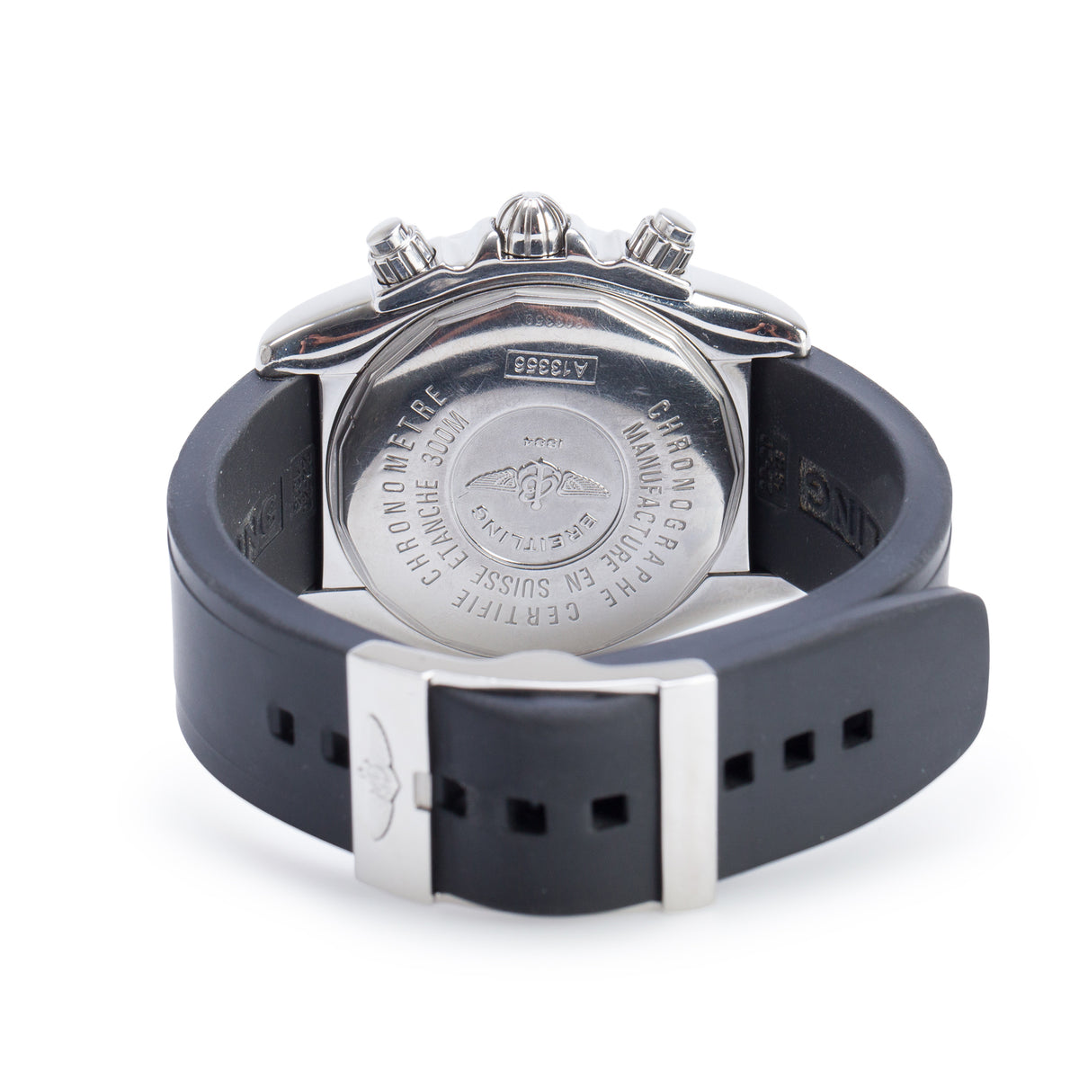 Breitling Stainless Steel Chronomat Evolution 44 MM Automatic Chronograph Watch Black Dial A13356 w/ Box & Extra Straps