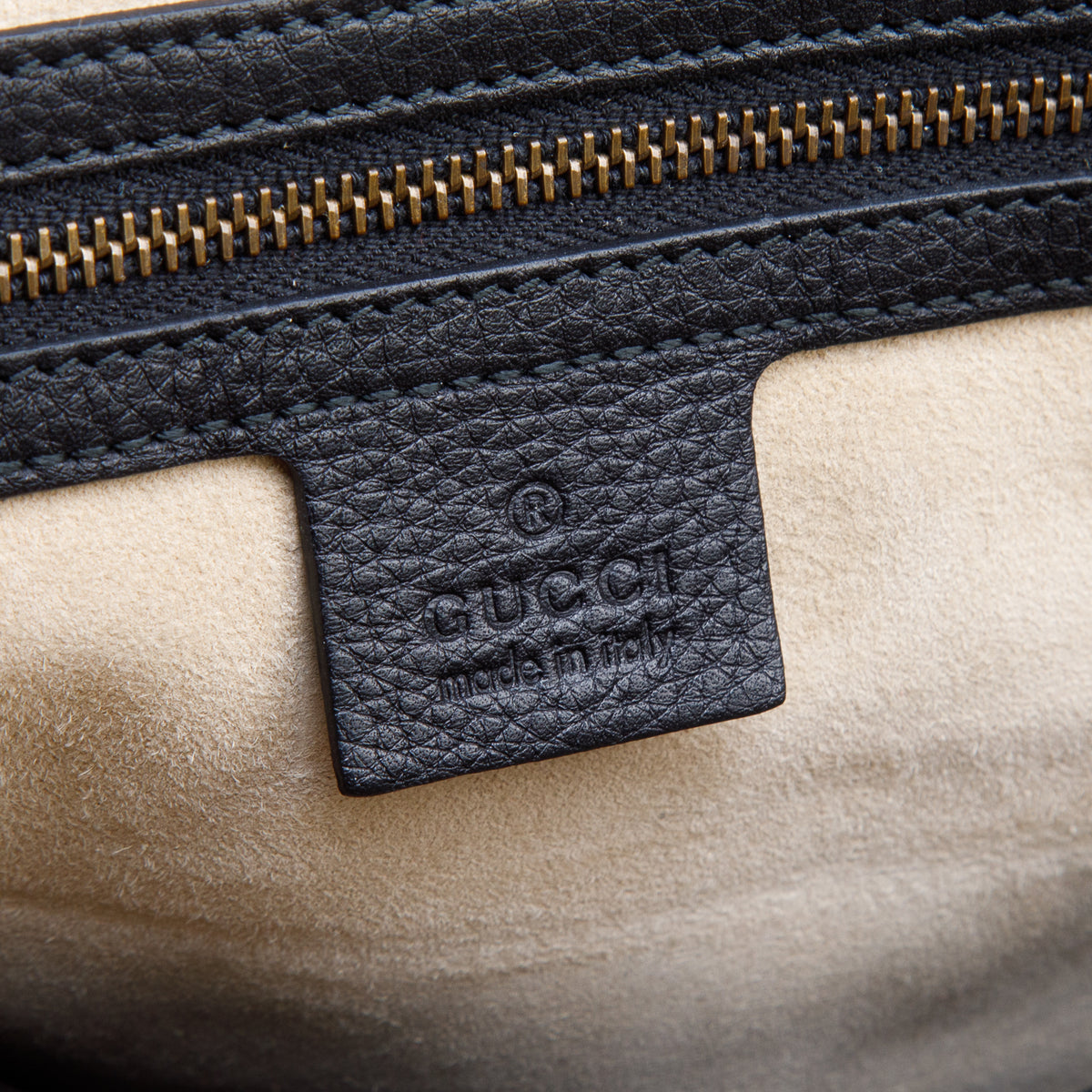 Gucci Black Pebbled Calfskin 1973 Medium Top Handle Bag