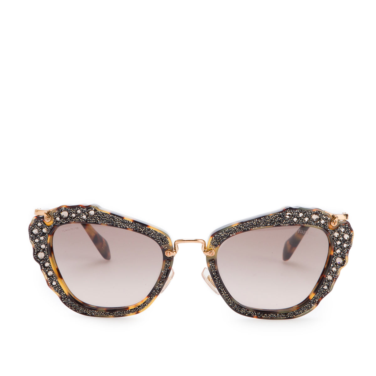 Miu Miu SMU 04Q Tortoise Crystal Cat Eye Sunglasses w/ Box & Case