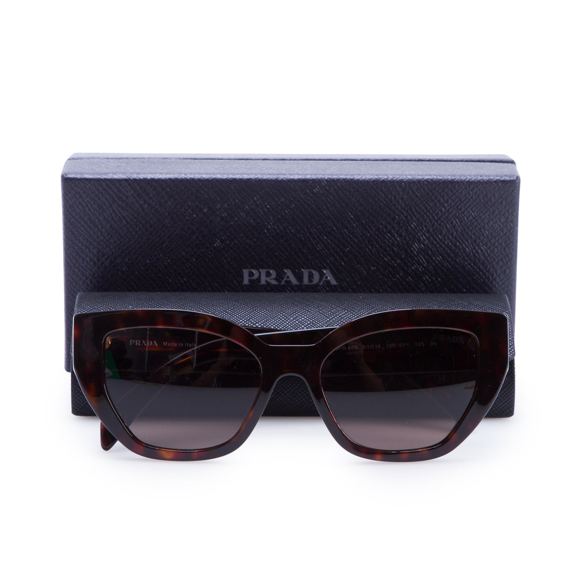 Prada SPRA09 Havana Acetate Logo Square Sunglasses w/ Box & Case
