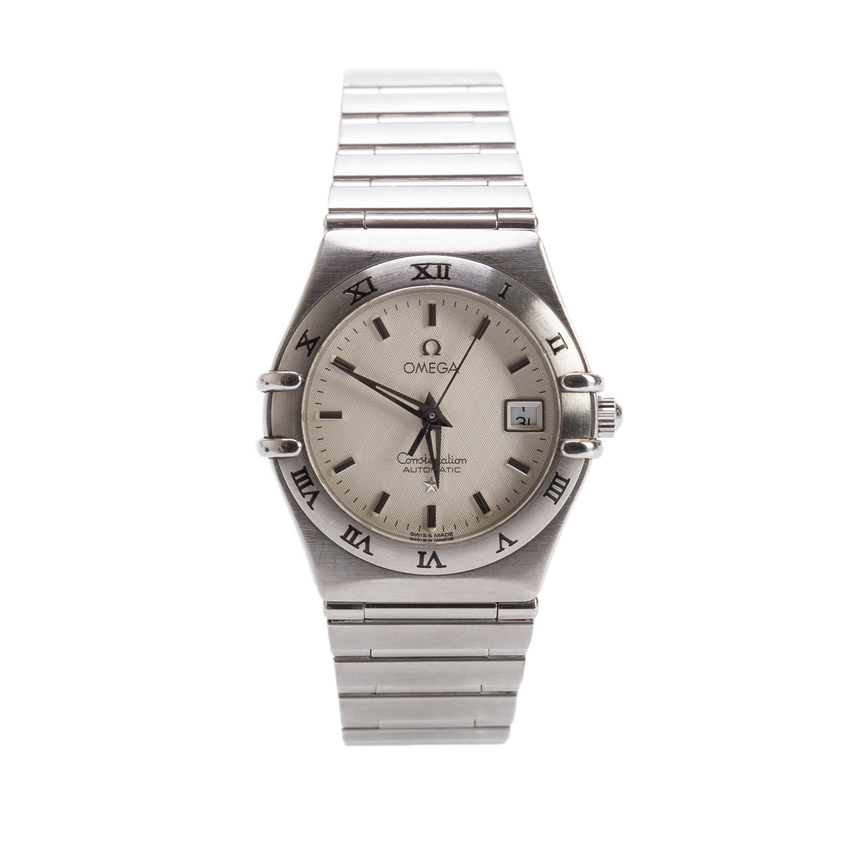 Omega Stainless Steel Constellation 28 MM Automatic Watch Silver Dial