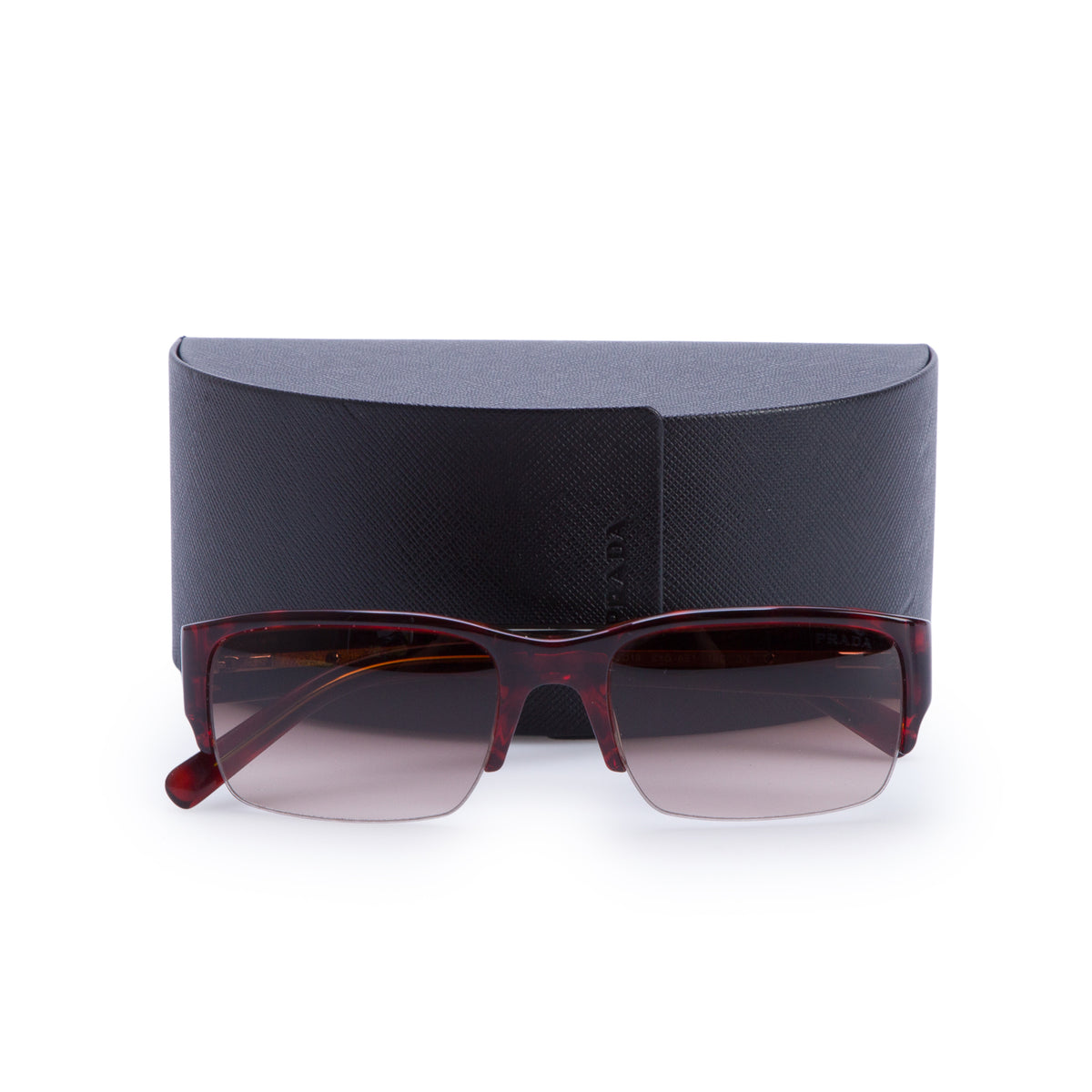 Prada SPR 30L Red Acetate Gradient Rectangle Sunglasses w/ Case