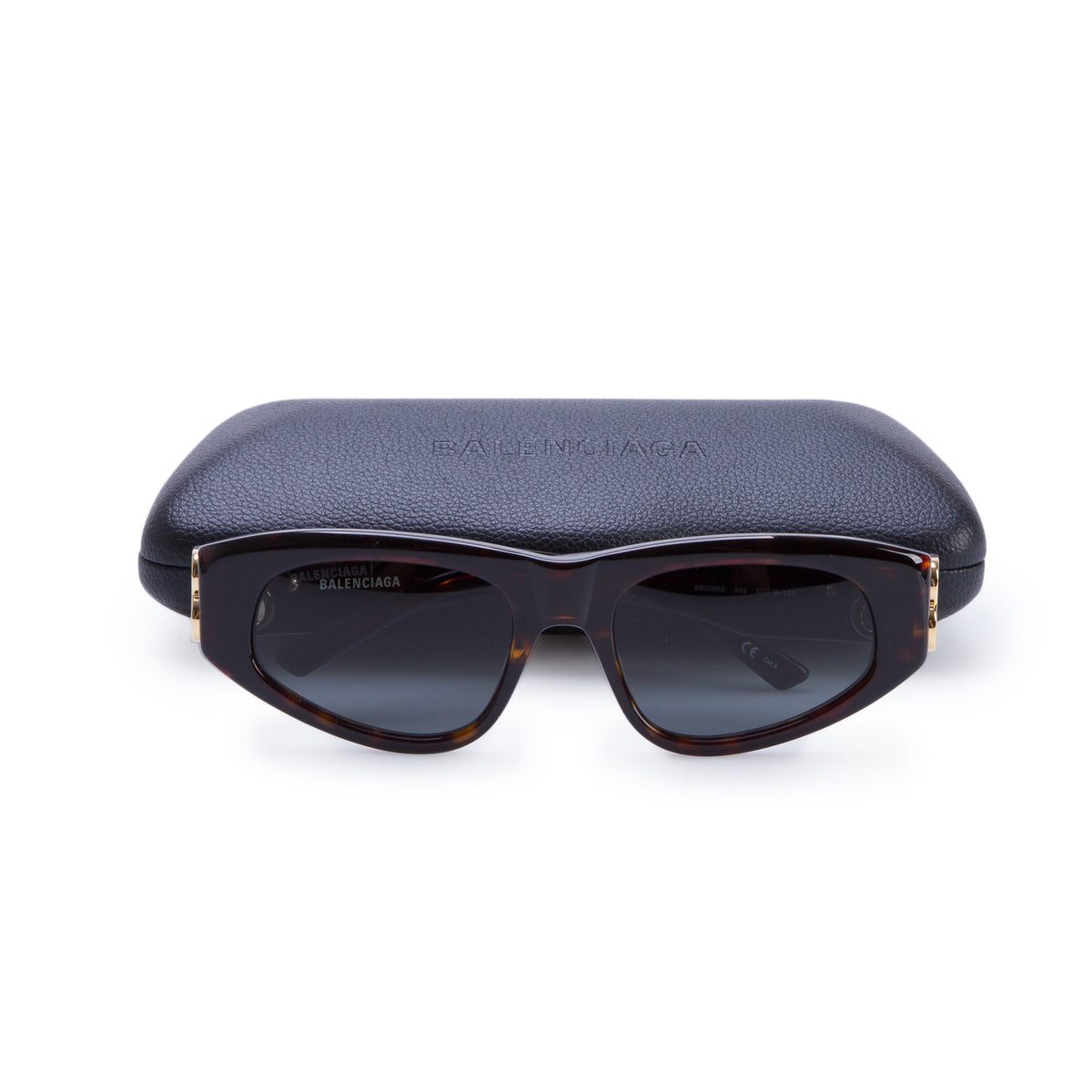 Balenciaga BB0095S Havana Acetate Dynasty D-Frame Sunglasses w/ Case