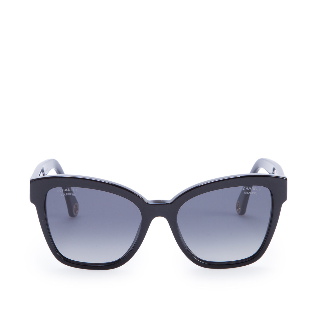 Chanel 5487 Black Acetate Chain Square Sunglasses w/ Box