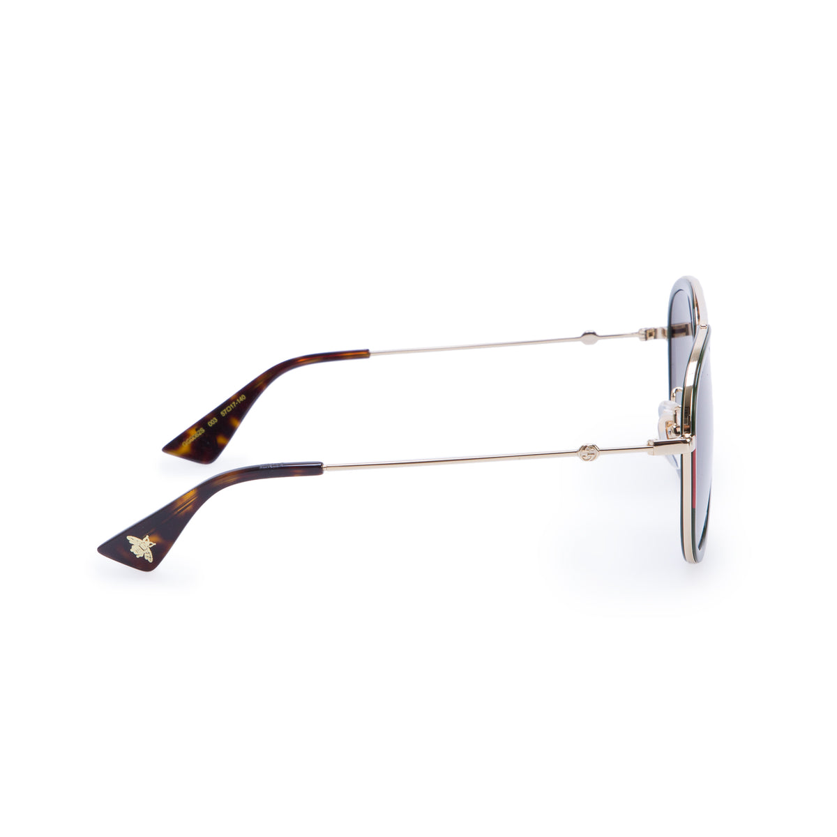Gucci GG0062S Red/Green Web Metal Pilot Sunglasses w/ Case