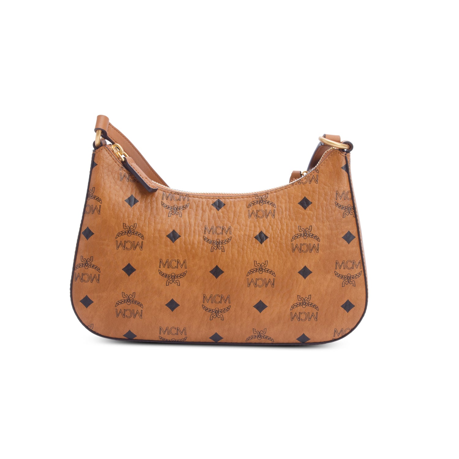 MCM Cognac Visetos Small Aren Duo Hobo w/ Chain