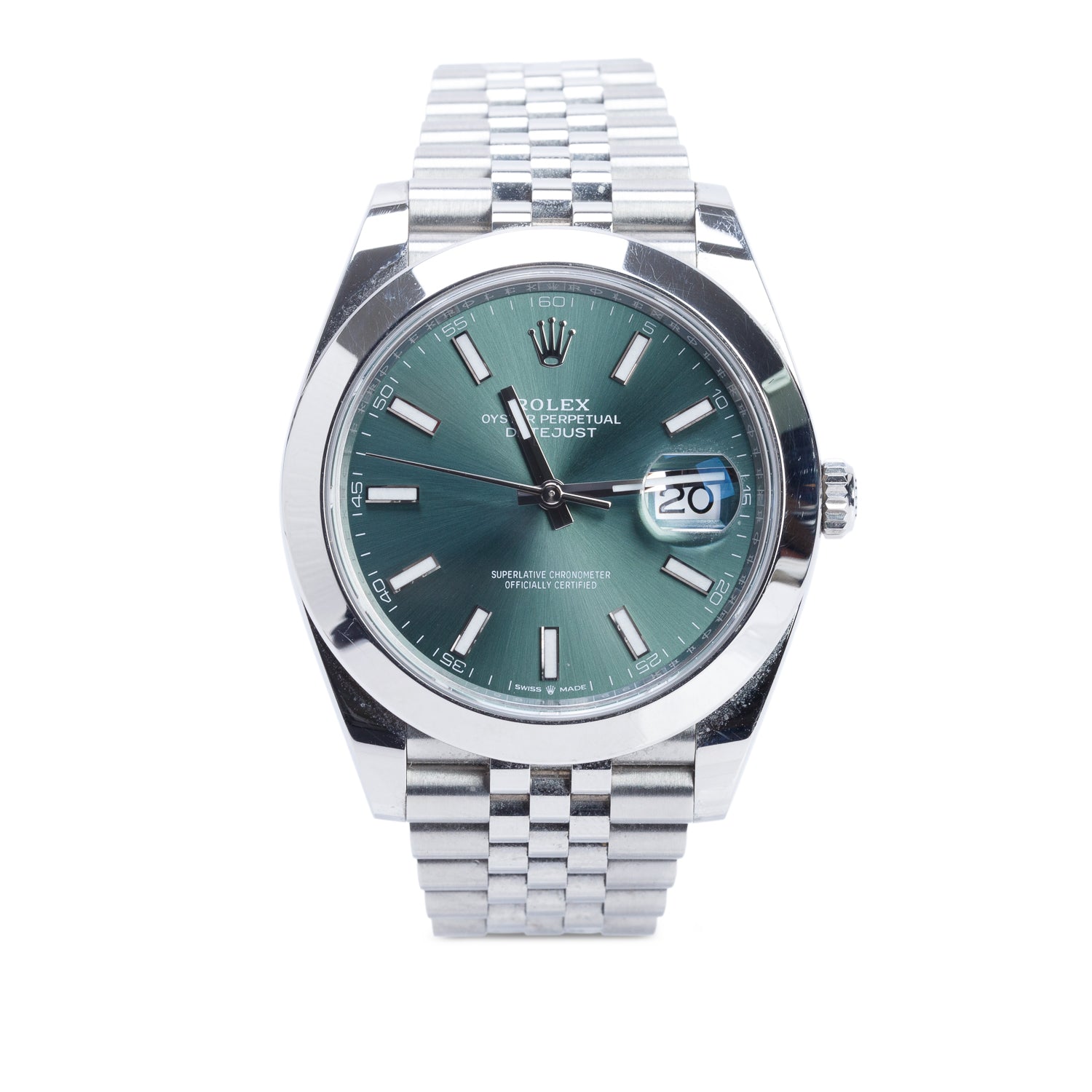 Rolex 2023 Stainless Steel Datejust 41 MM Automatic Watch Mint Green Dial 126300 w/ Box & Papers
