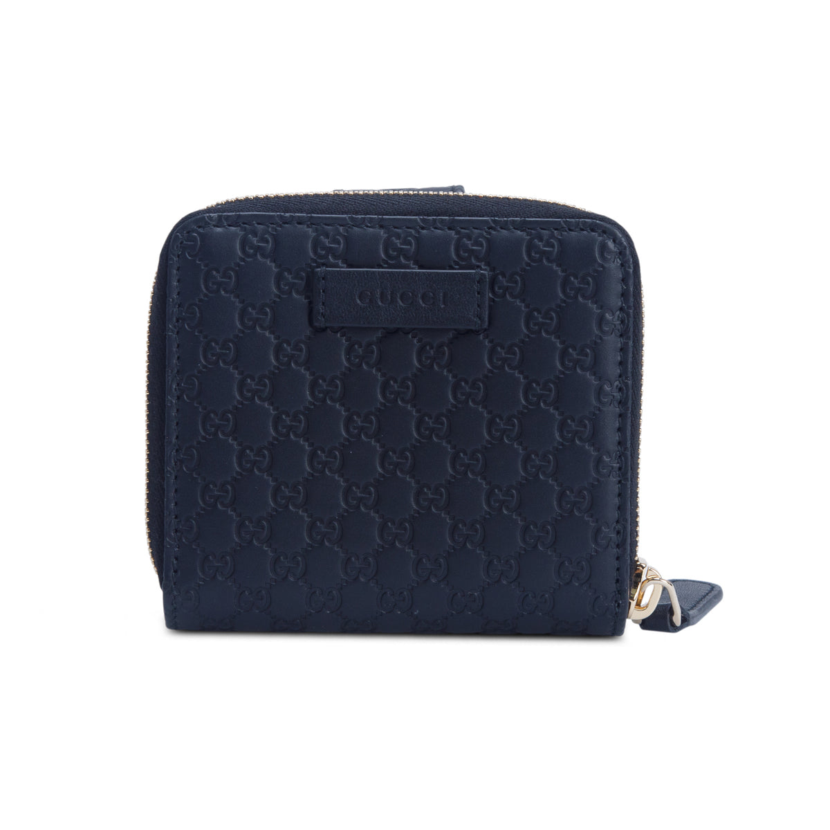 Gucci Black Signature Leather Compact Wallet w/ Box