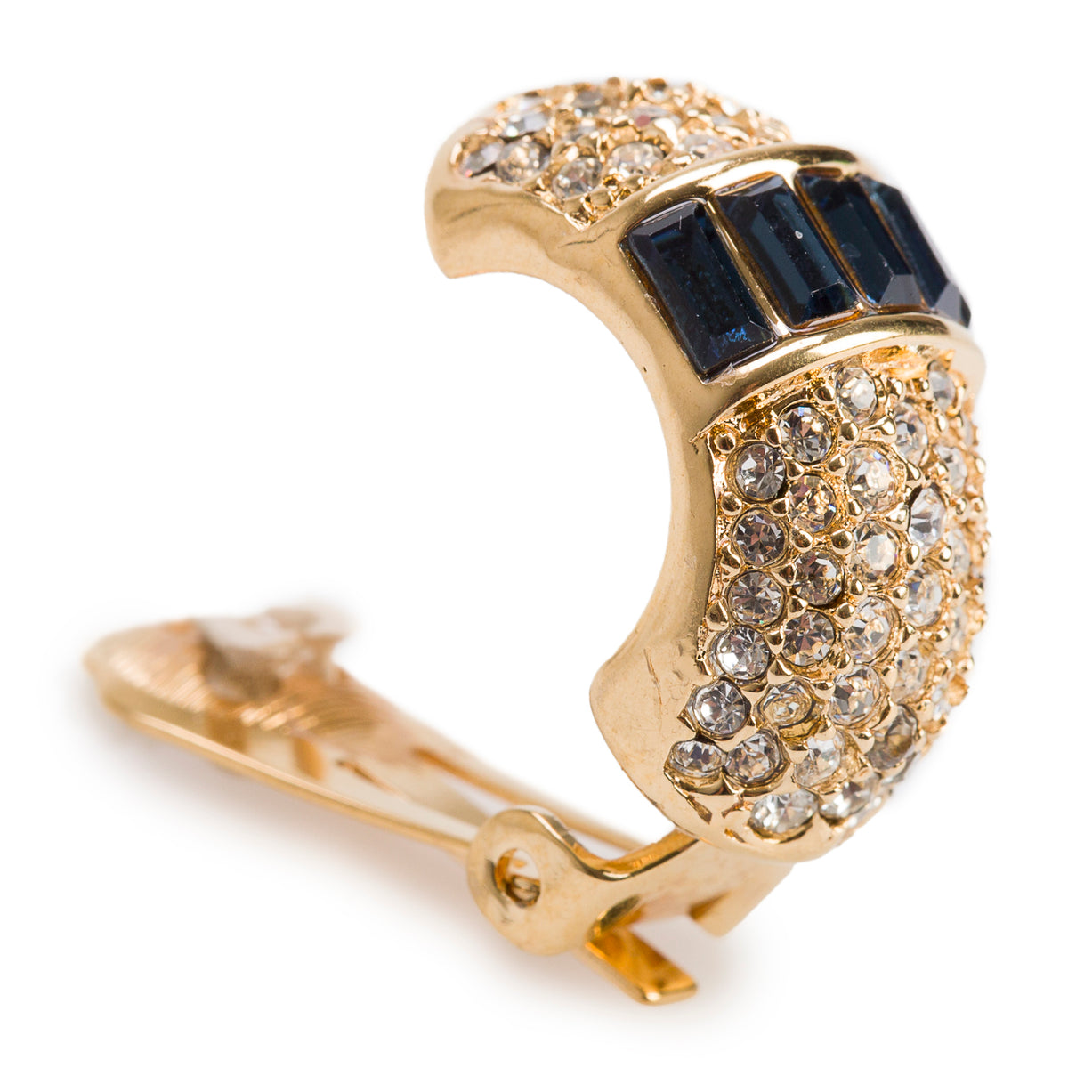 Christian Dior Vintage Gold Plated Crystal Clip-On Earrings