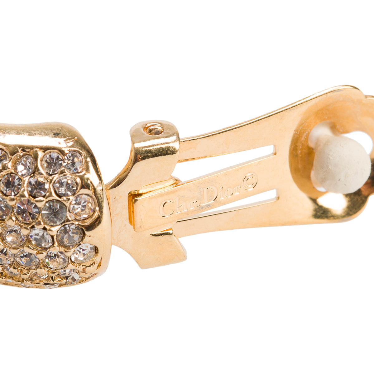 Christian Dior Vintage Gold Plated Crystal Clip-On Earrings