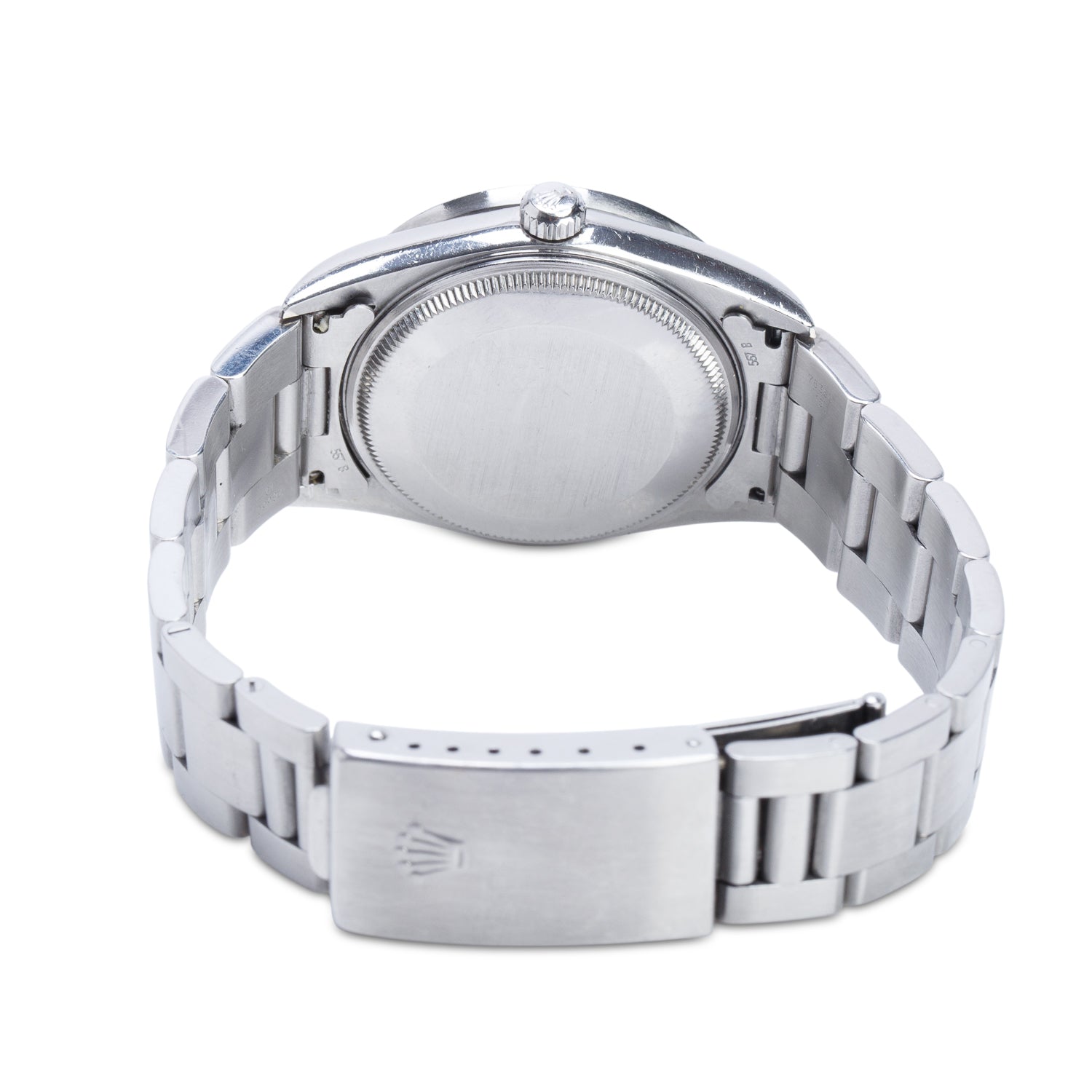 Rolex Stainless Steel Engine Turned Bezel Oyster Perpetual Air King 34 MM Automatic Watch Silver Dial 14000M w/ Box