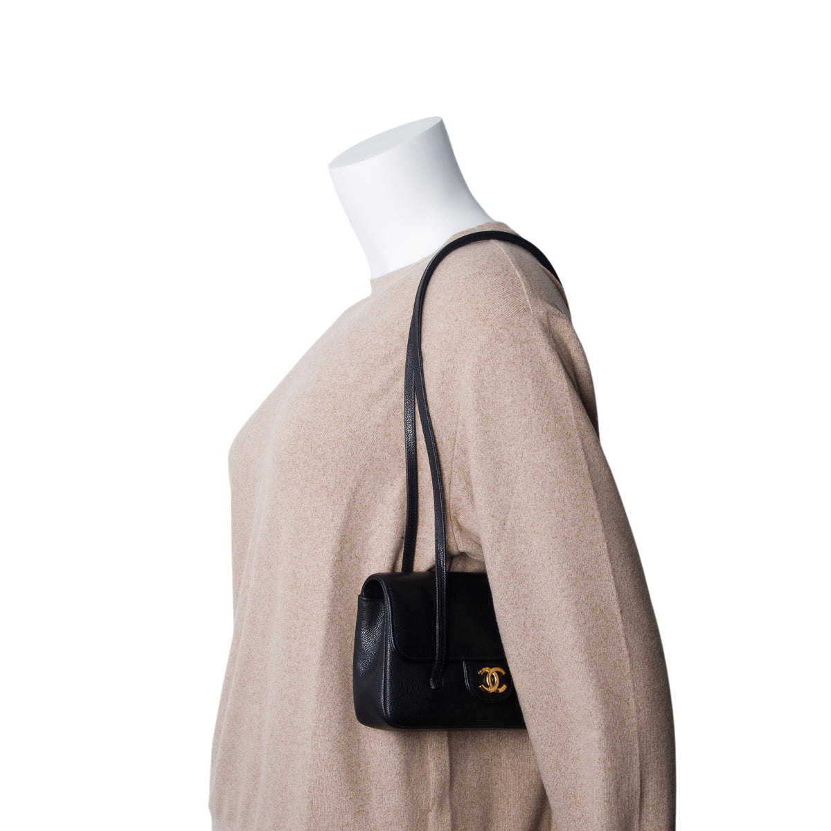 Chanel Black Shiny Caviar Mini Preppy Coco Shoulder Bag