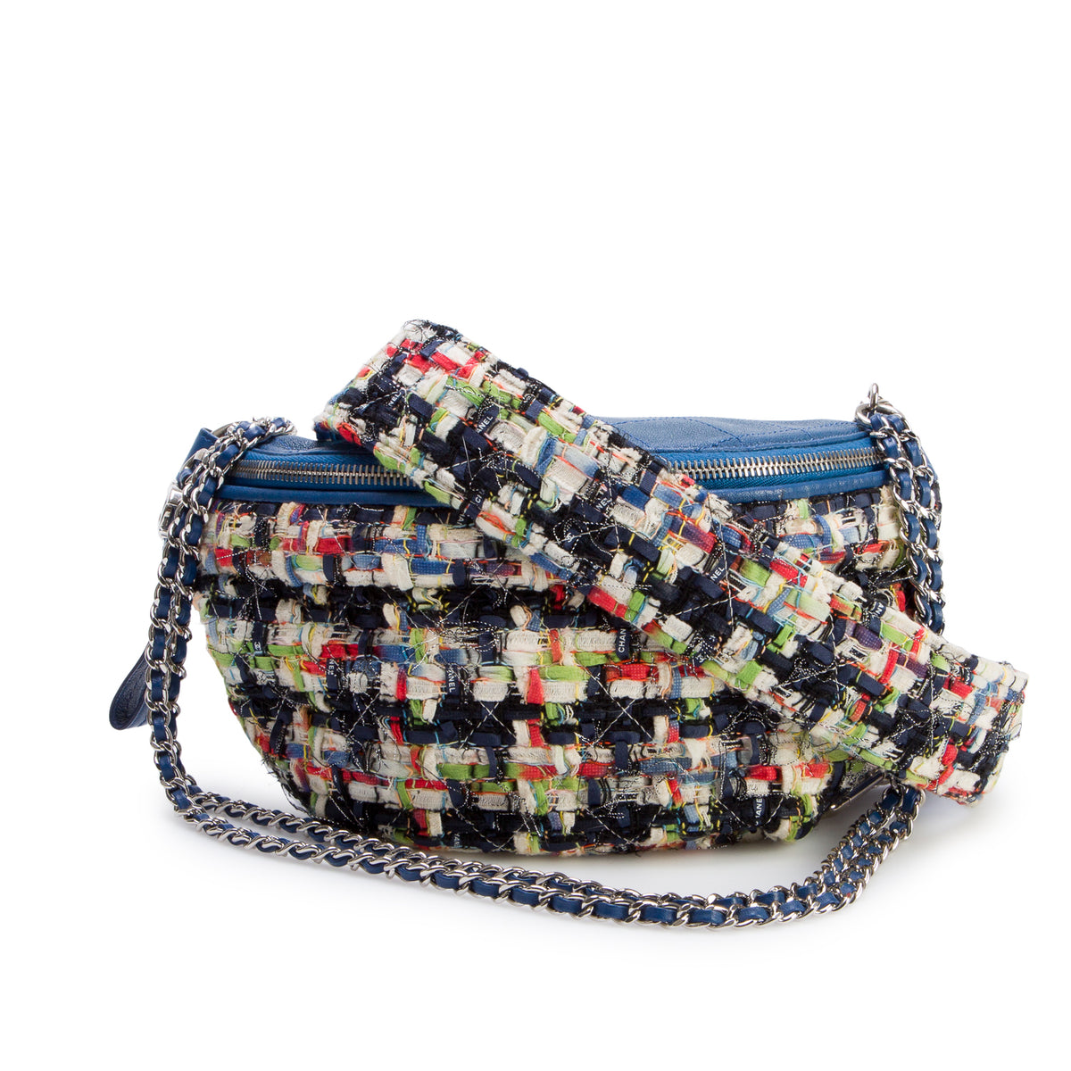 Chanel Multicolour Lambskin Tweed Waist Bag w/ Box & Straps
