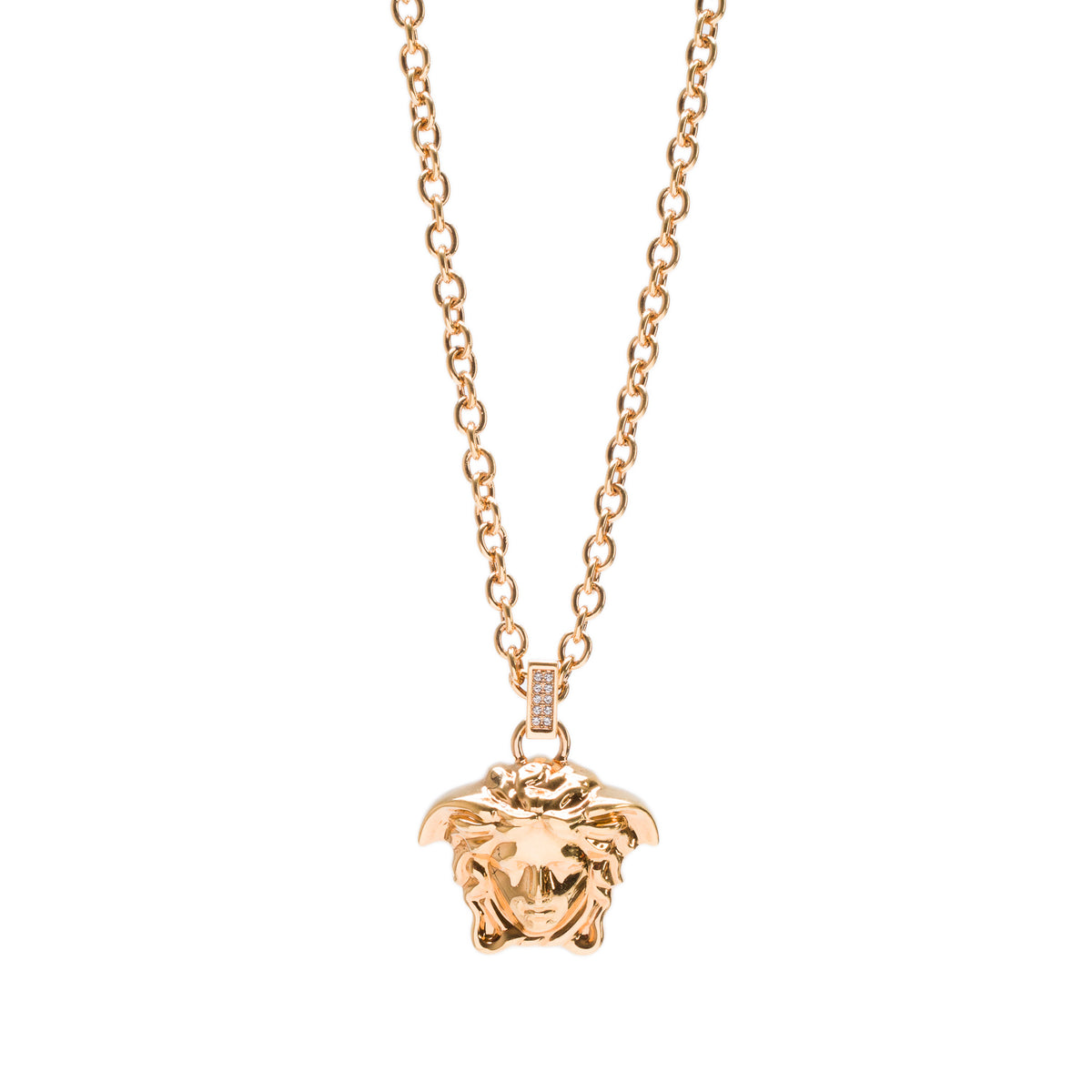 Versace Gold Plated Crystal La Medusa Pendant Necklace