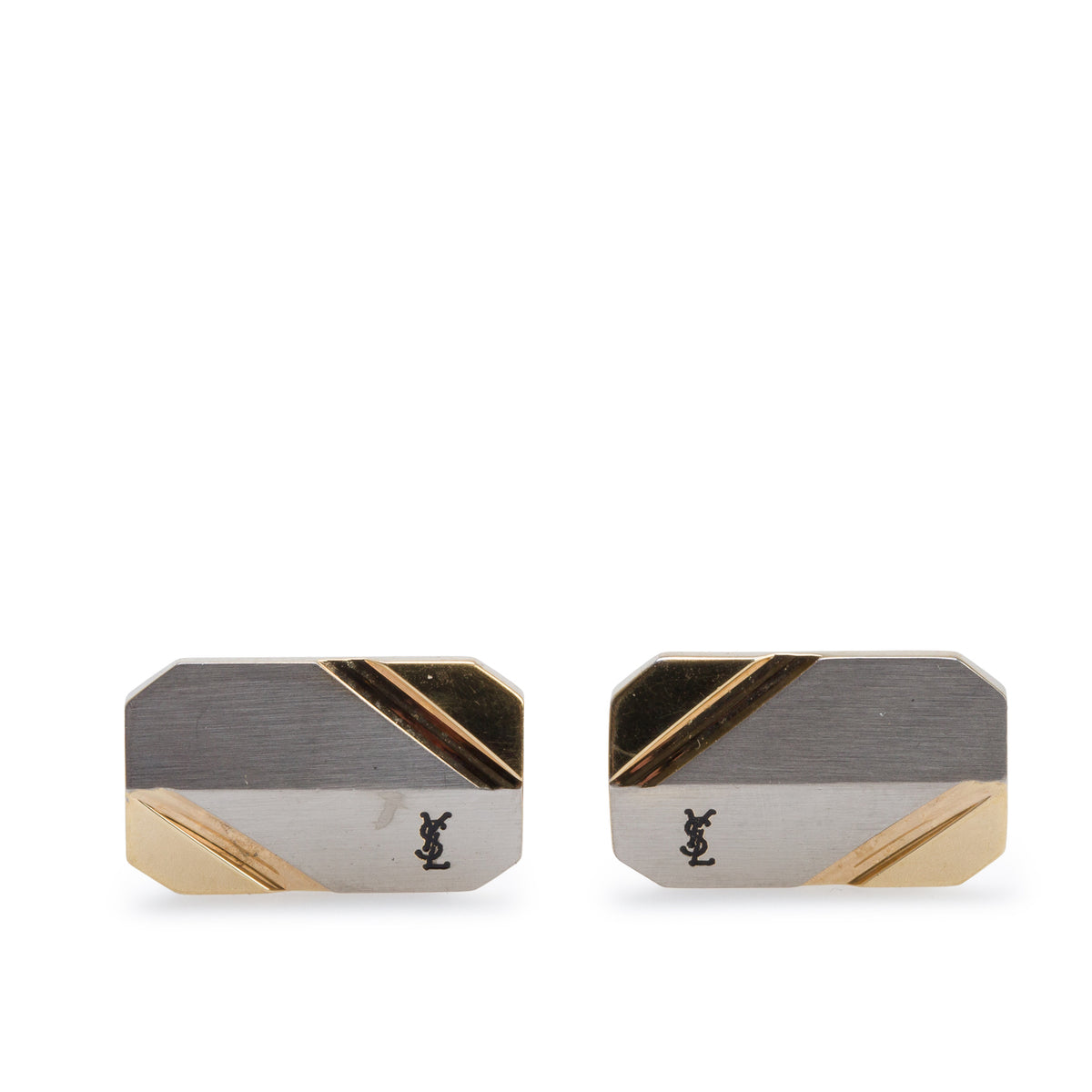 Saint Laurent Gold-Plated & Silver-Plated Cassandra Logo Cufflinks