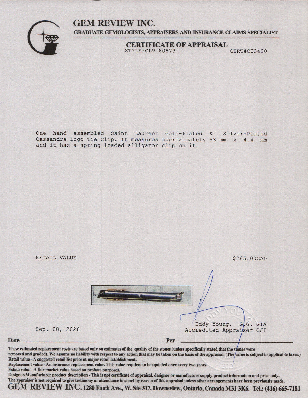 Saint Laurent Gold-Plated & Silver-Plated Cassandra Logo Tie Clip