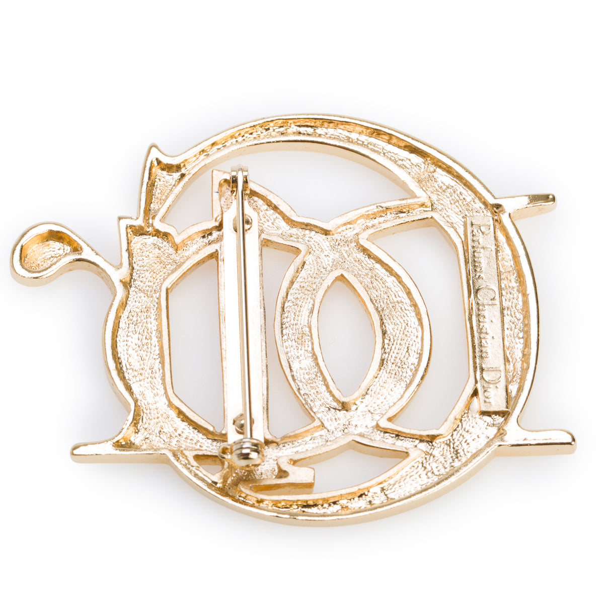 Christian Dior Gold-Plated Parfums Logo Pin Brooch