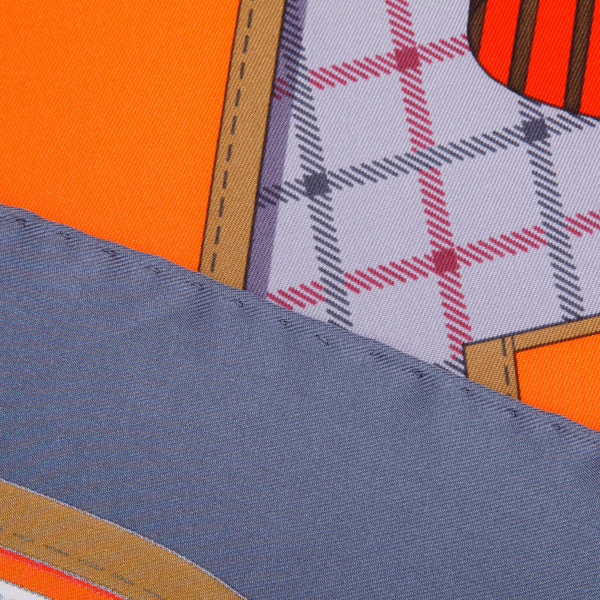 Hermes Grey & Multicolor 'Camails' Silk Scarf 90 w/ Box
