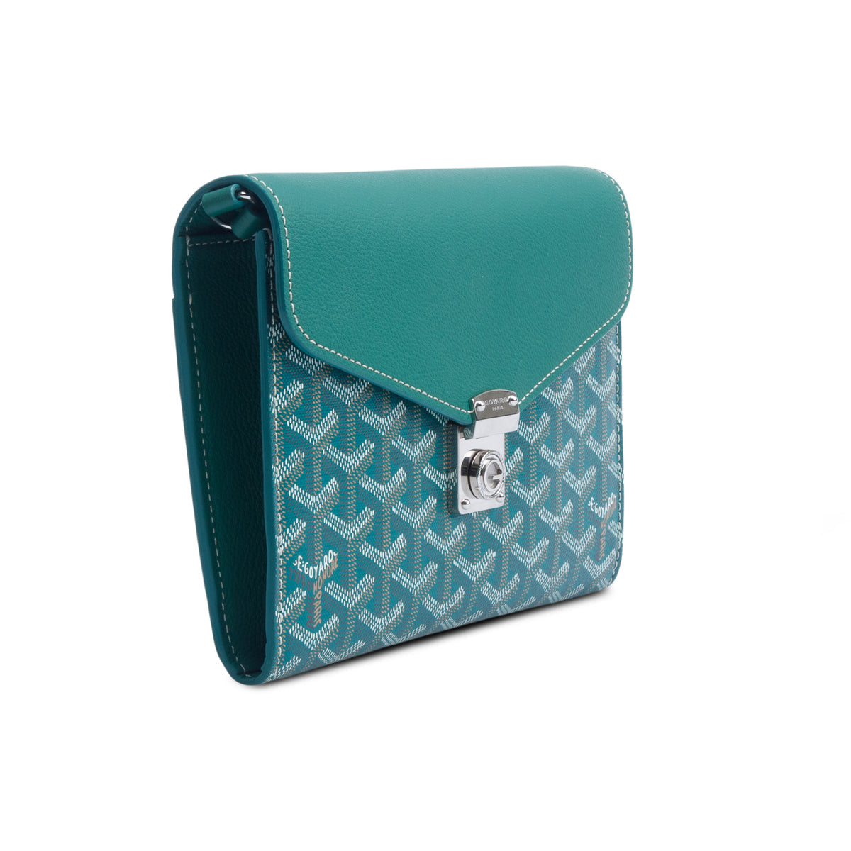 Goyard 2024 Green Monogram Canvas & Calfskin Chypre Wallet Pouch w/ Box, Strap, Receipt