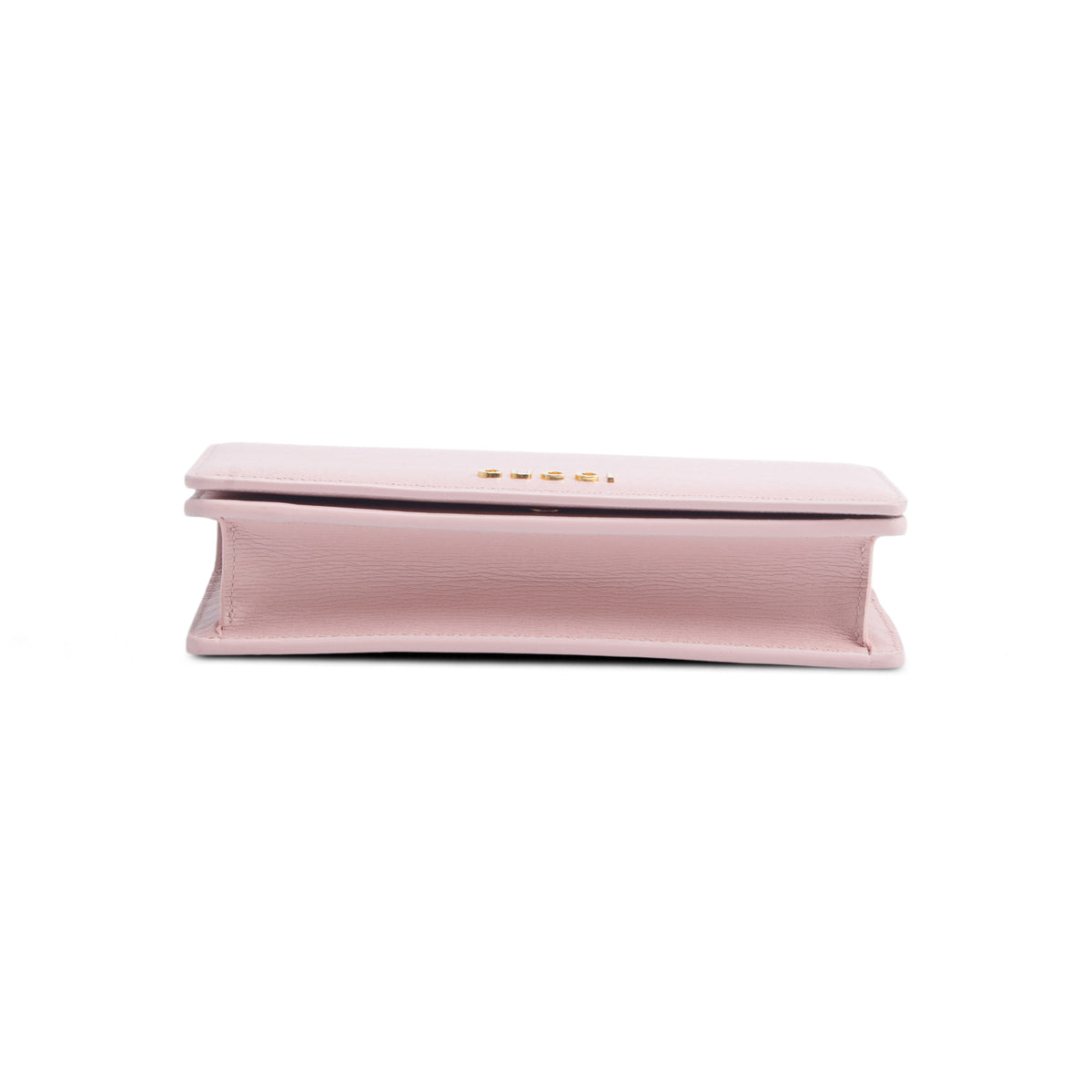 Gucci Pink Textured Calfskin Script Logo Wallet On Chain