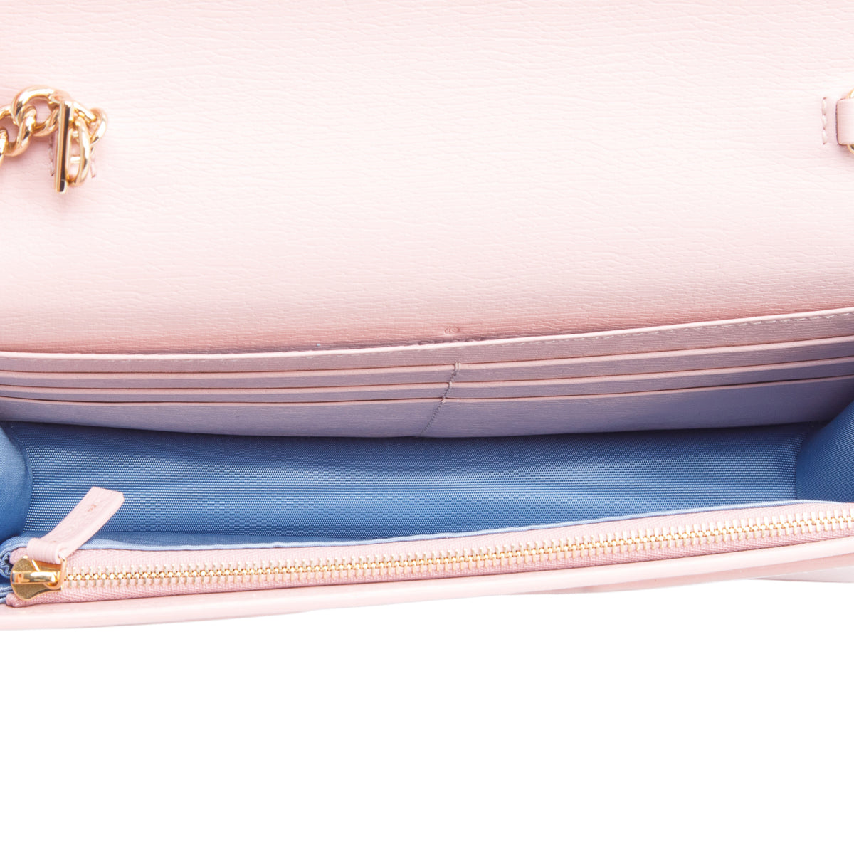 Gucci Pink Textured Calfskin Script Logo Wallet On Chain